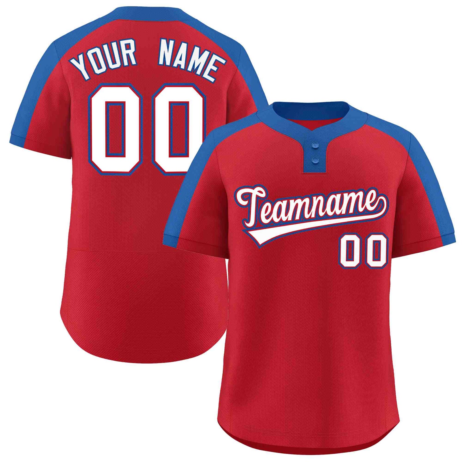 Custom Red White-Red Classic Style Authentic Two-Button Softball Jersey