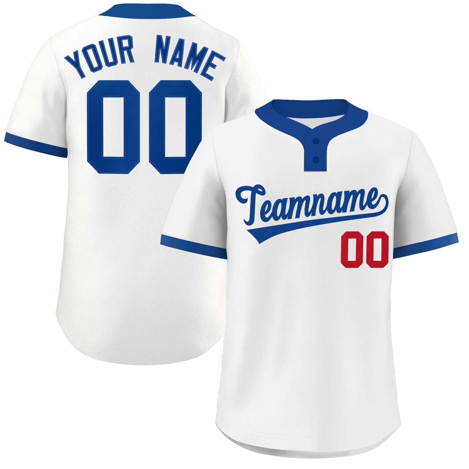 Custom White Royal-Red Classic Style Authentic Two-Button Softball Jersey