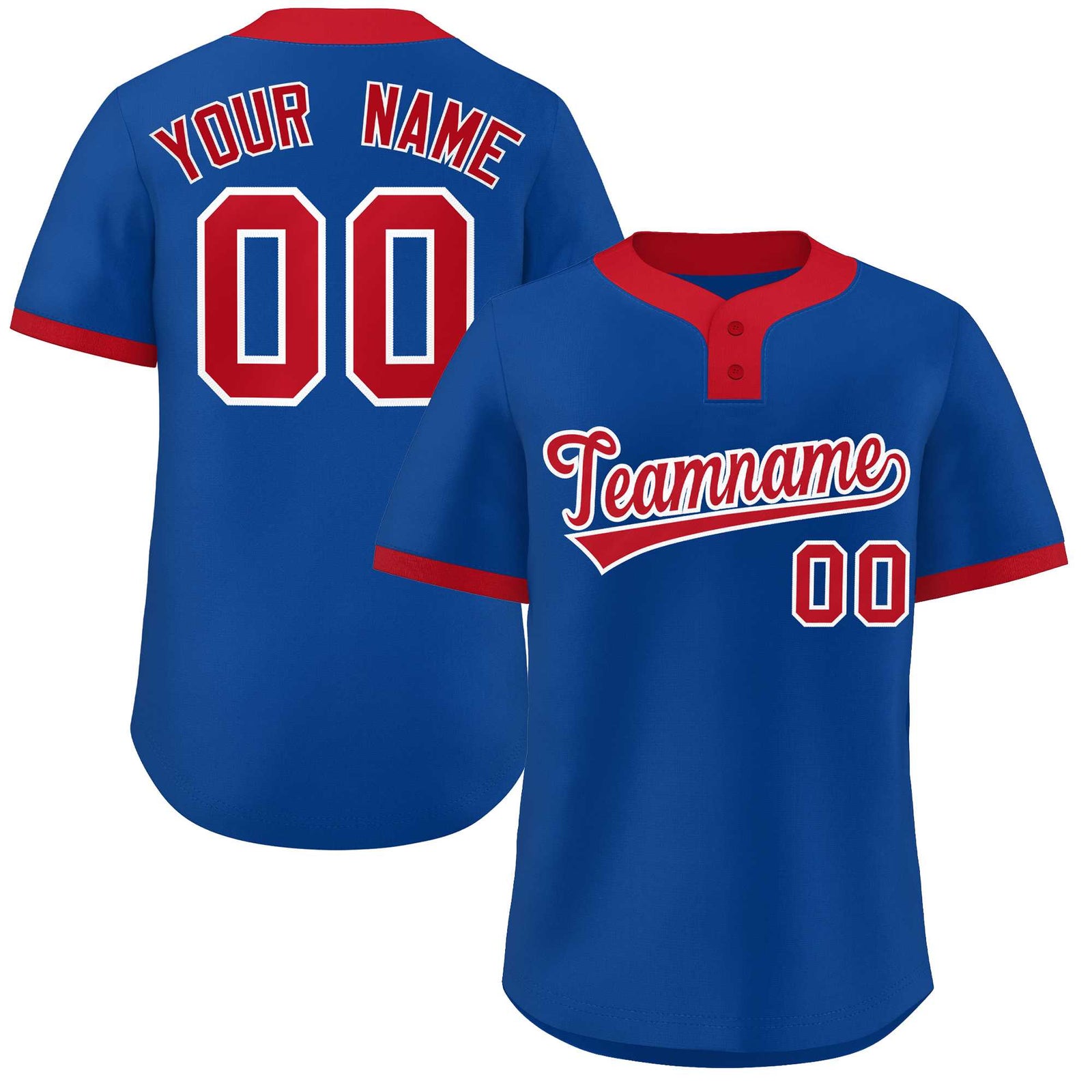 Custom Royal Red-White Classic Style Authentic Two-Button Softball Jersey