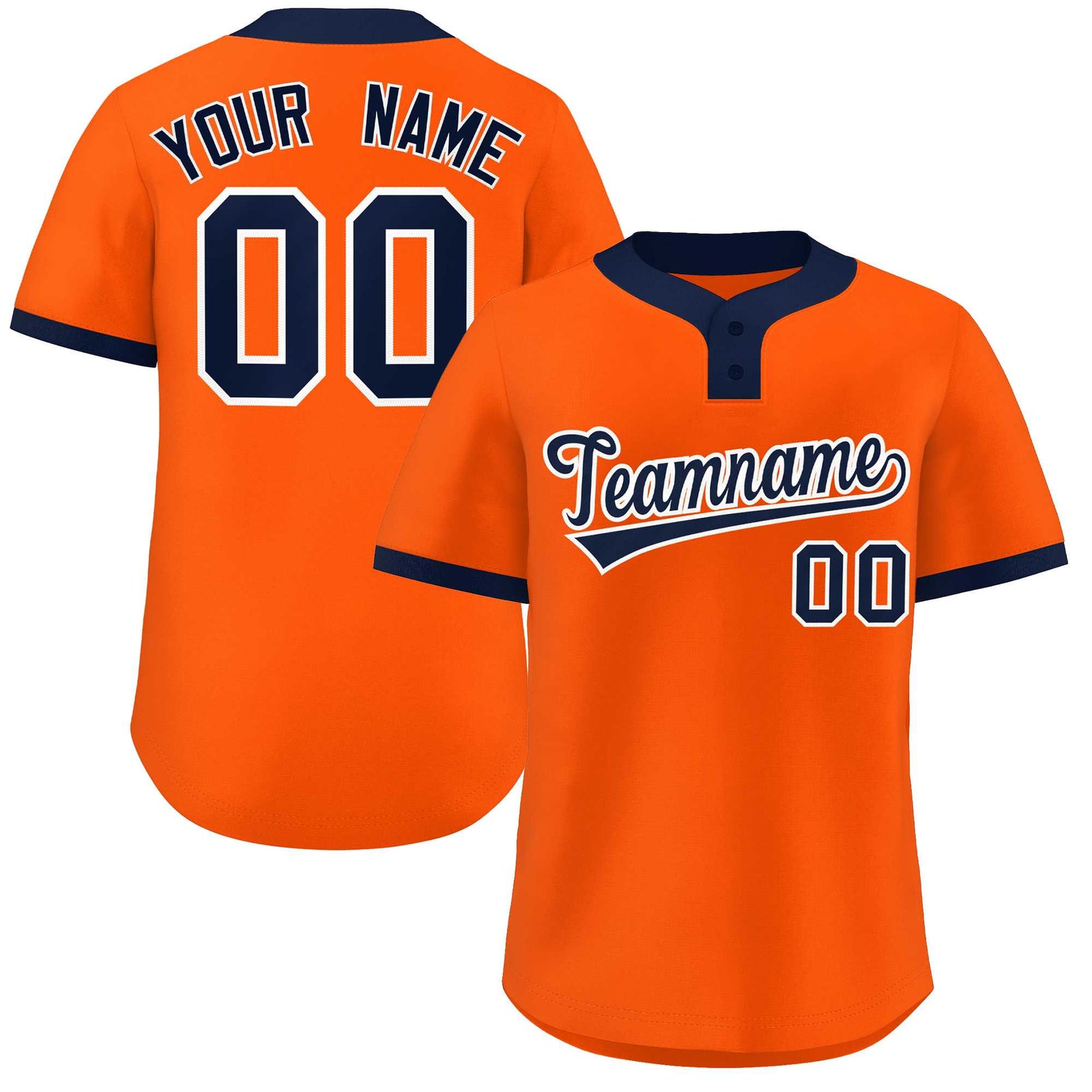 Custom Orange Navy-White Classic Style Authentic Two-Button Softball Jersey