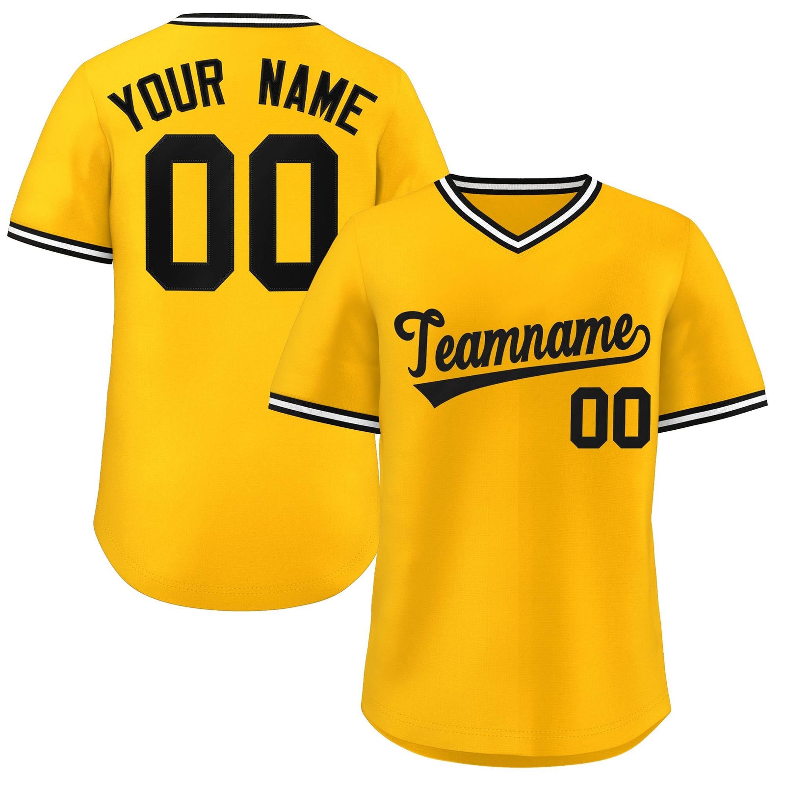 Custom Yellow White Classic Style Outdoor Authentic Pullover Baseball Jersey