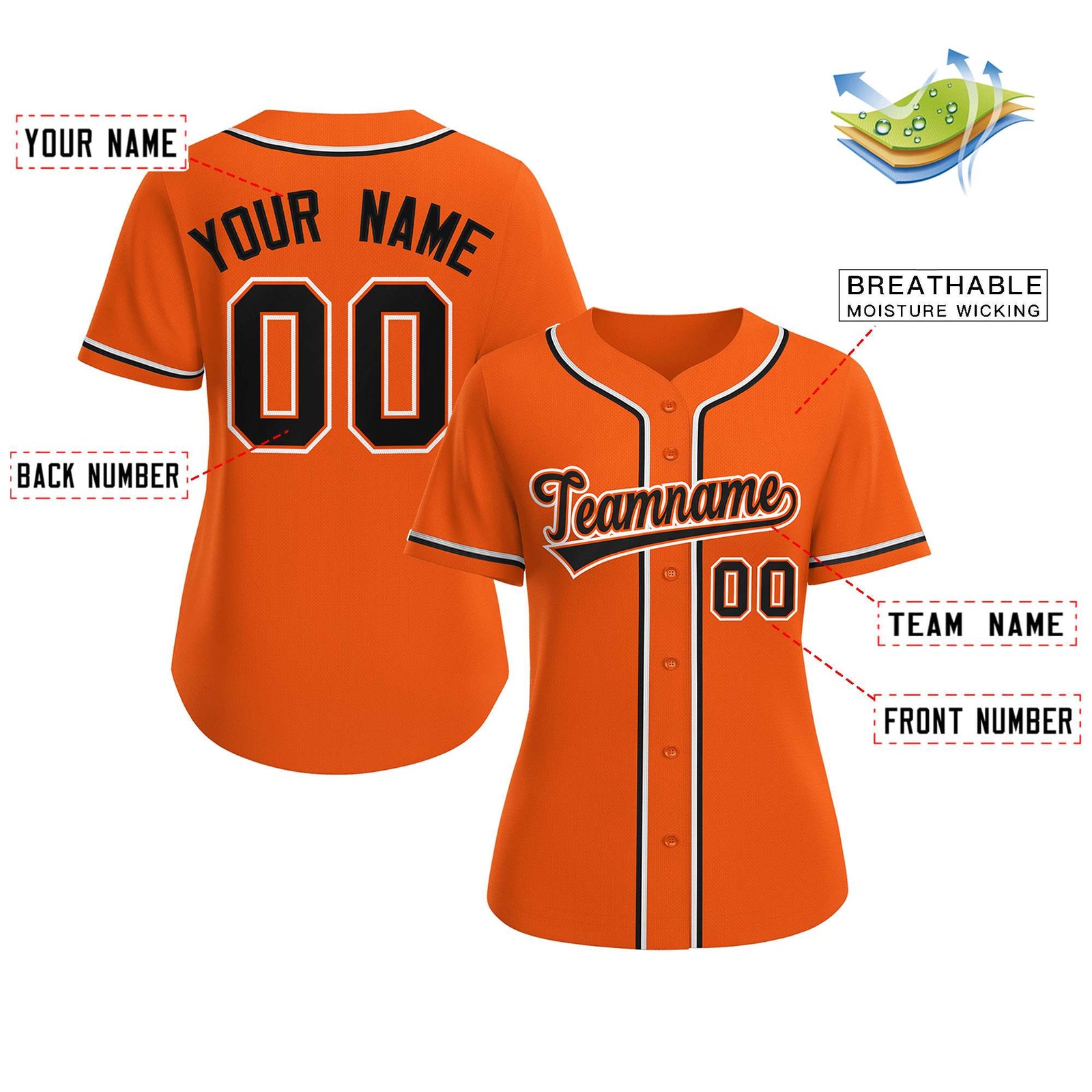 Blank Orange Baseball Jersey