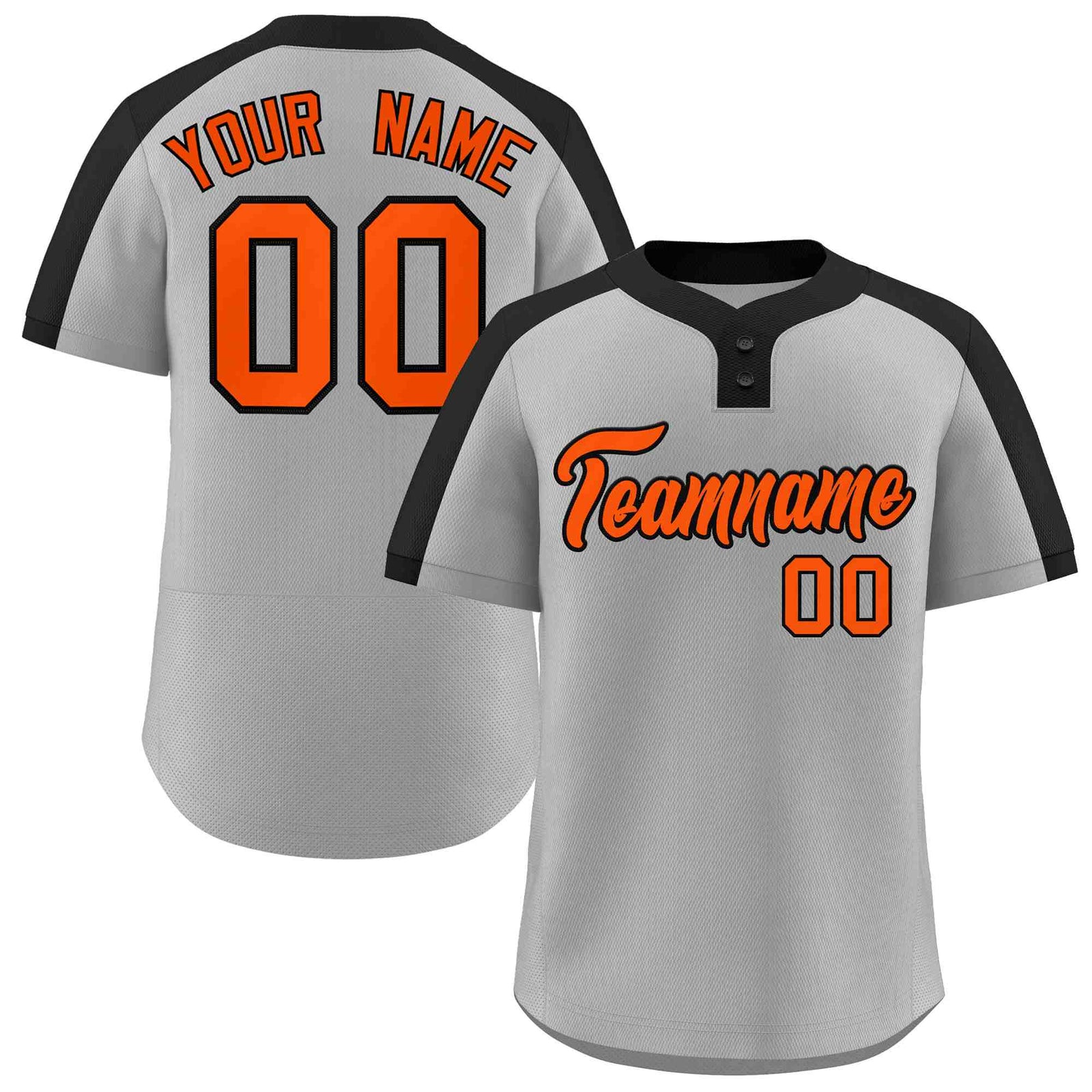 Custom Gray Orange-Black Classic Style Authentic Two-Button Softball Jersey
