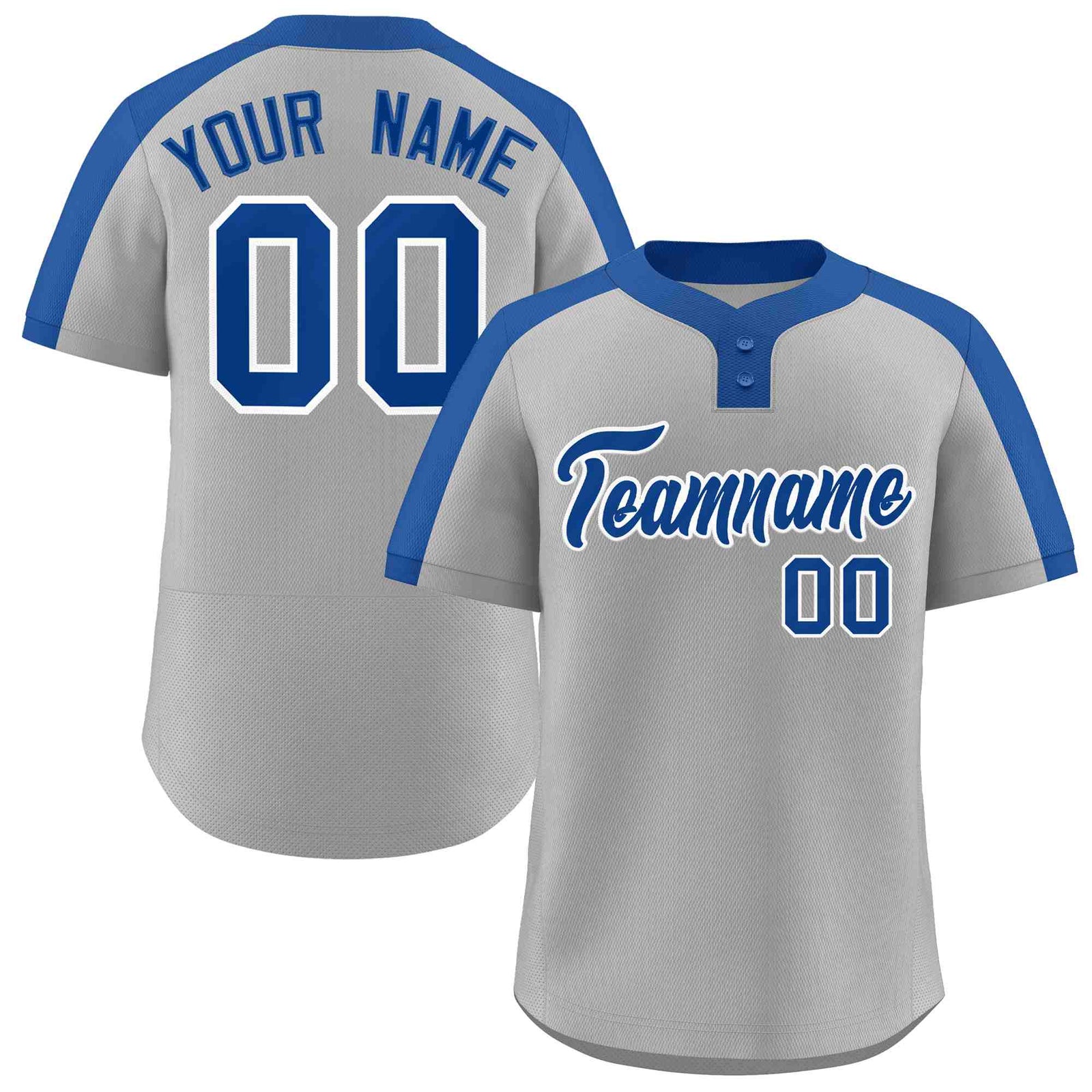 Custom Gray Royal-White Classic Style Authentic Two-Button Softball Jersey