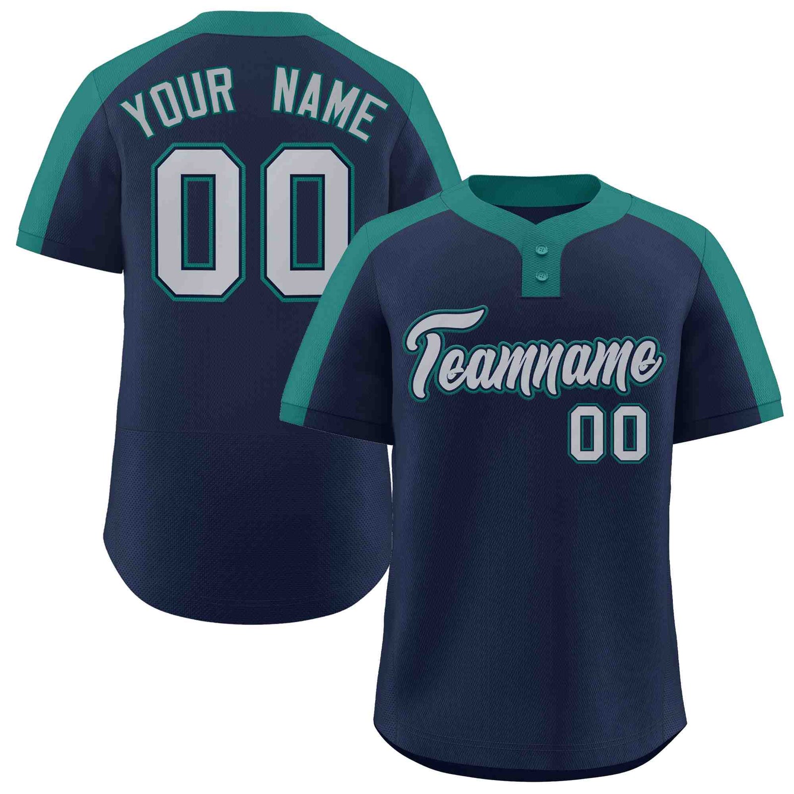 Custom Navy Gray-Navy Classic Style Authentic Two-Button Softball Jersey