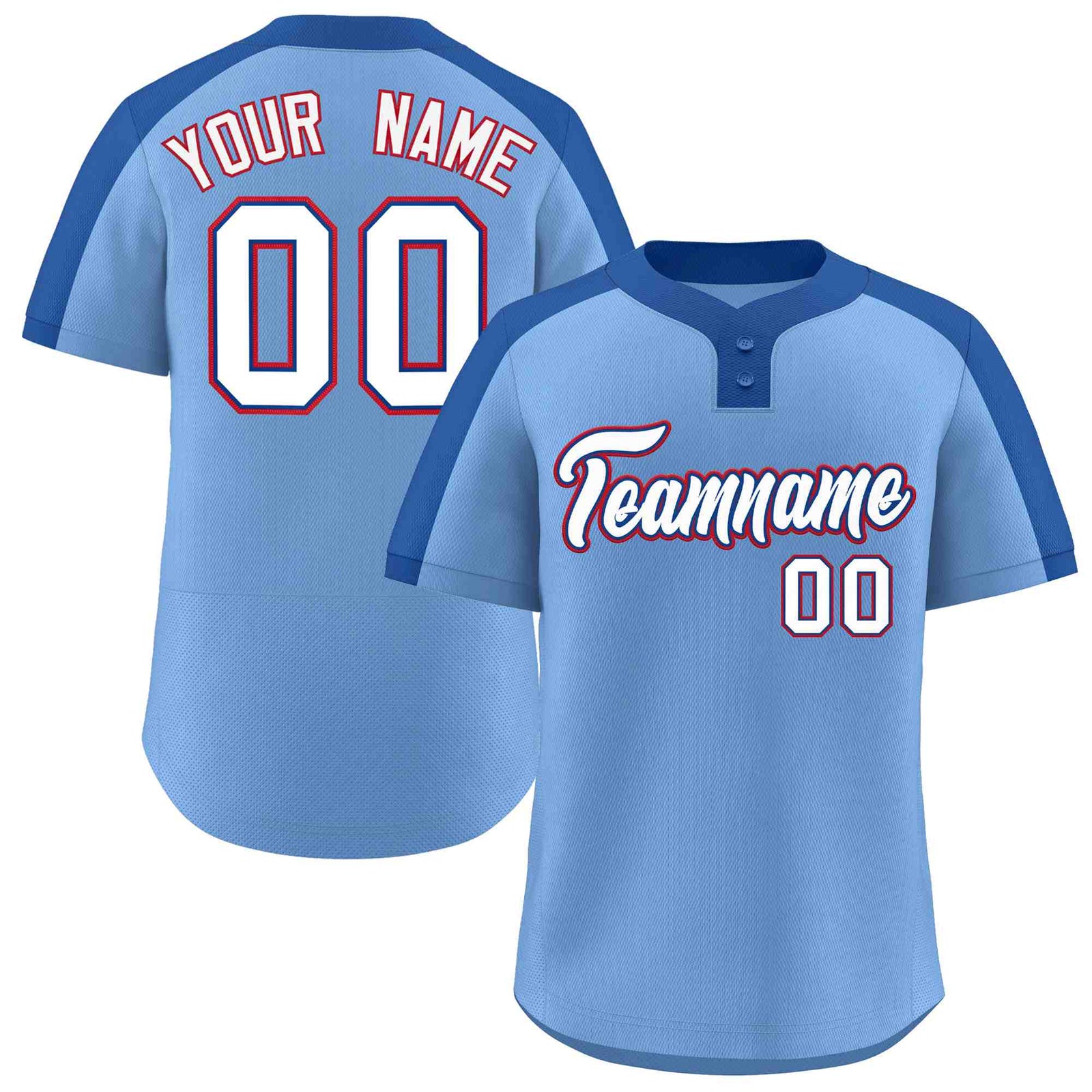 Custom Light Blue White-Royal Classic Style Authentic Two-Button Softball Jersey