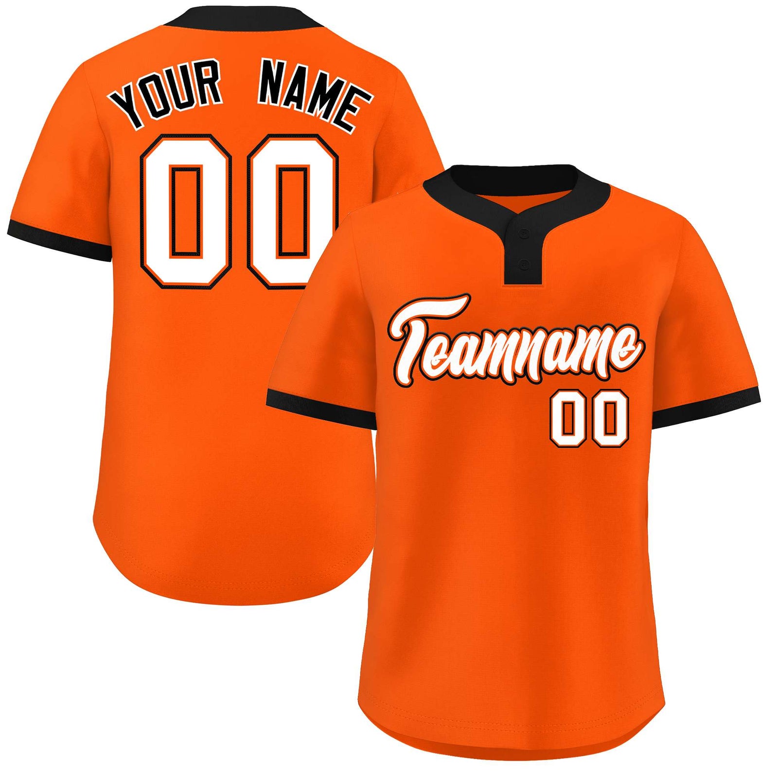 Custom Orange White-Black Classic Style Authentic Two-Button Softball Jersey