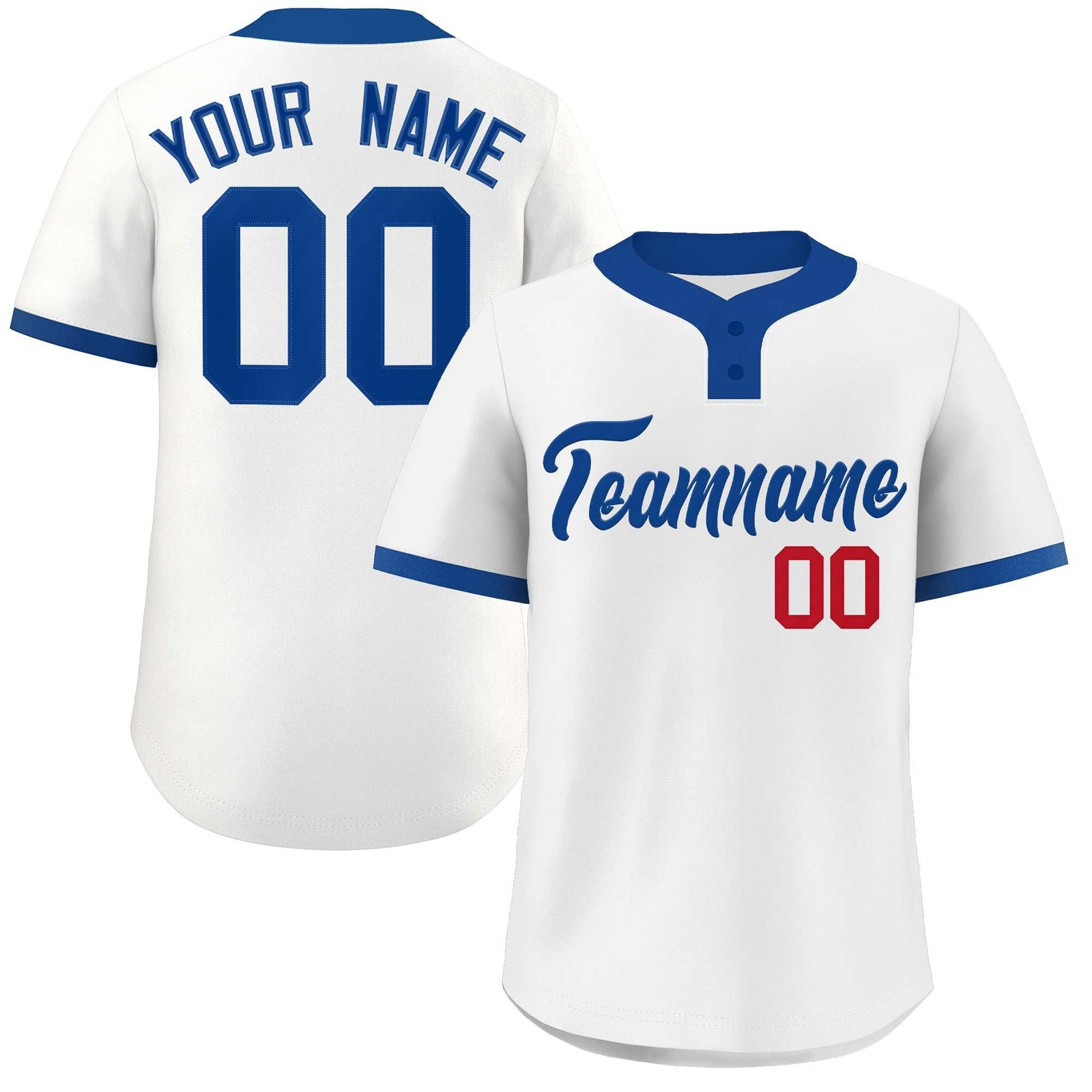 Custom White Royal-Red Classic Style Authentic Two-Button Softball Jersey