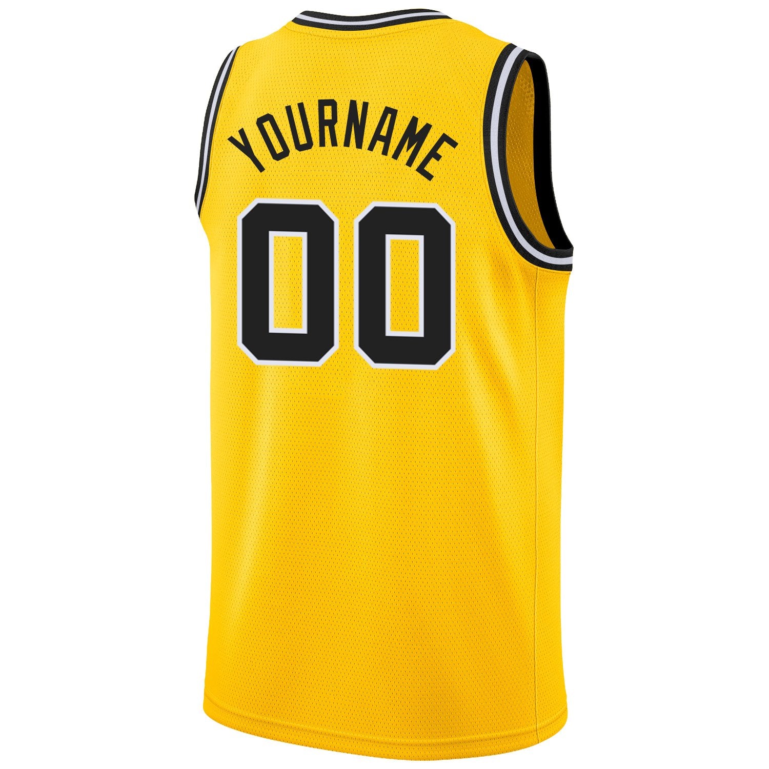 Custom Gold Black-White Classic Tops Breathable Basketball Jersey