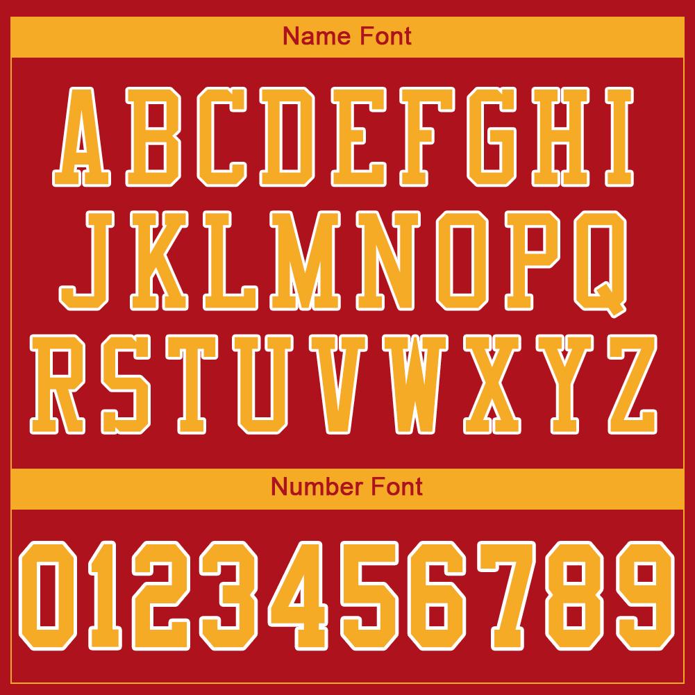 Custom Red Gold-White Classic Style Mesh Authentic Football Jersey