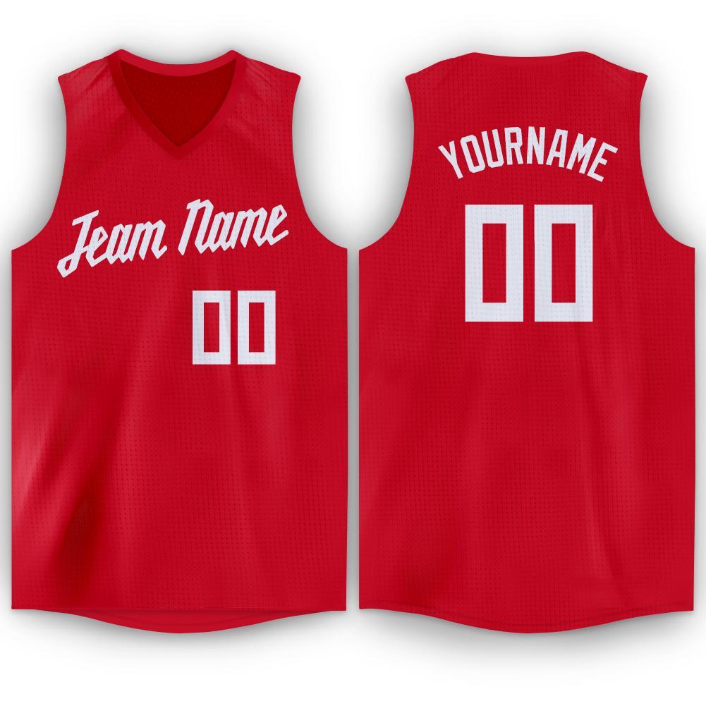 Custom Red White Classic Tops Sport Game Basketball Jersey