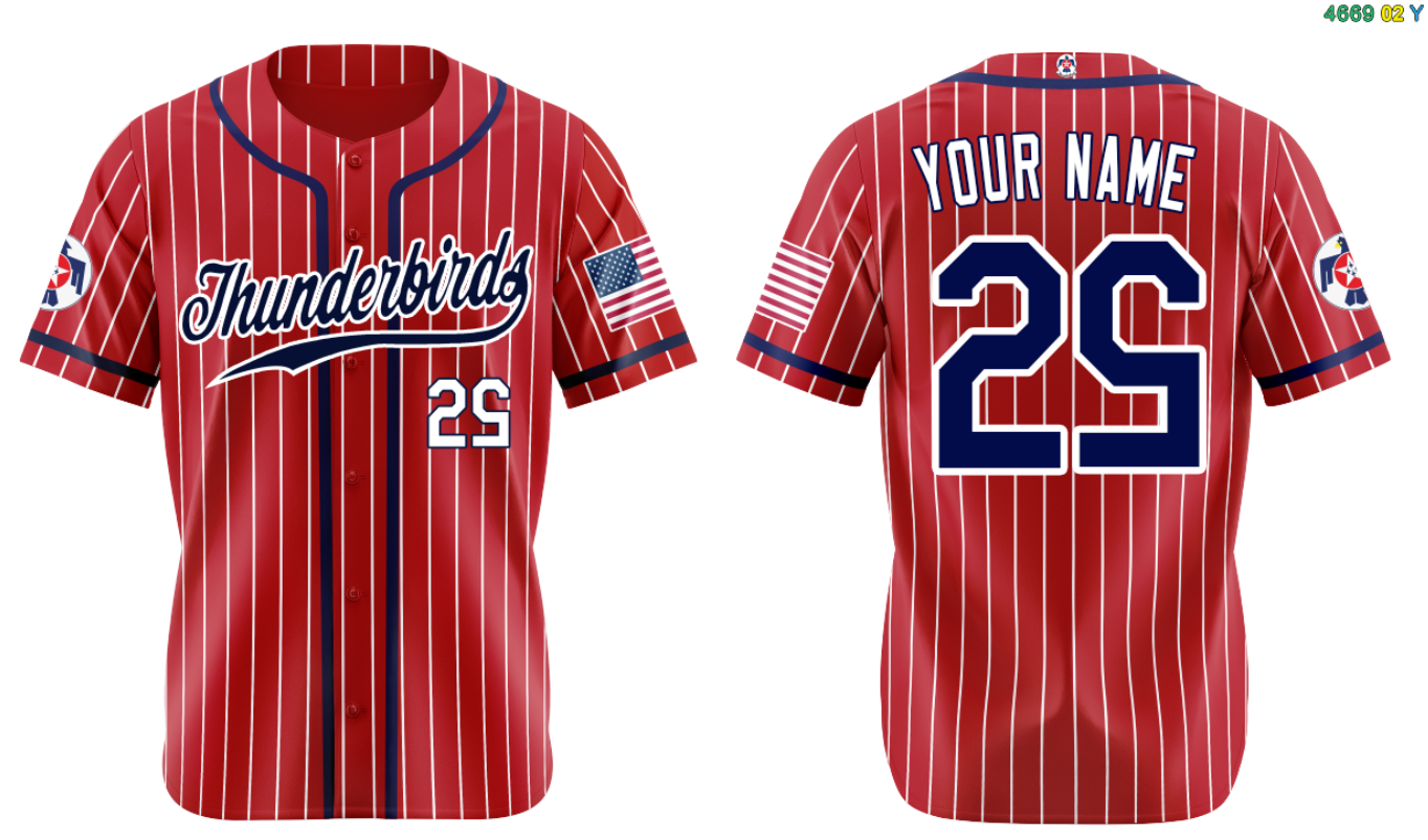 Custom White Navy Red Pinstrips Baseball jersey-USAF