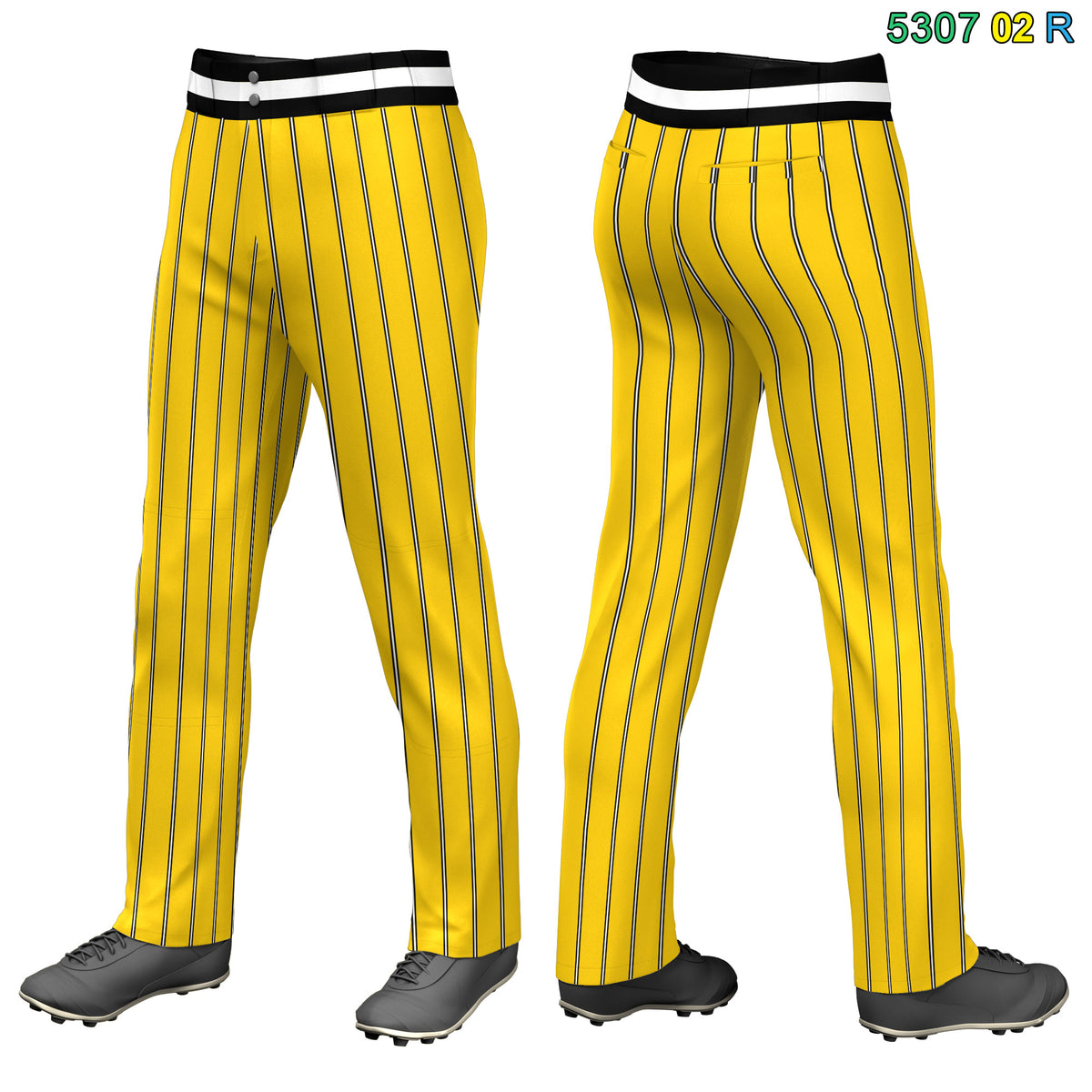 Fans-Made |Custom Gold Black Pinstripe Fit Stretch Practice Loose-fit Baseball Pants¨C Available for Reorder