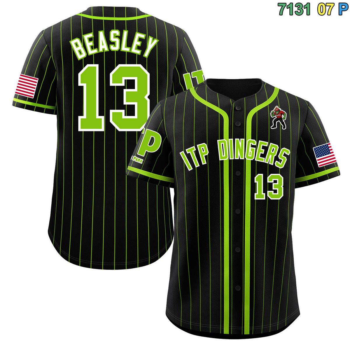 Fans-Made |Custom Black Neon Green Stripe Fashion Design Full ButtonBaseball Jersey¨C Available for Reorder