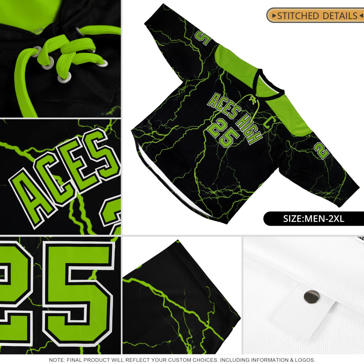 Custom Crimson Black White Star Series Personalization Lace-Up Neck Hockey Jersey| KXKSHOP