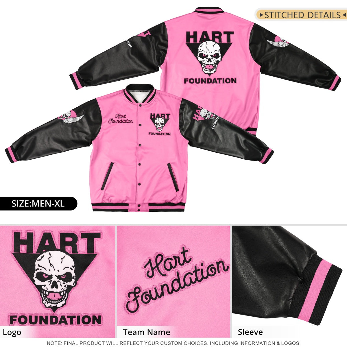 Custom Navy Yellow Raglan Sleeves Full-Snap Faux Leather Letterman Jacket| KXKSHOP