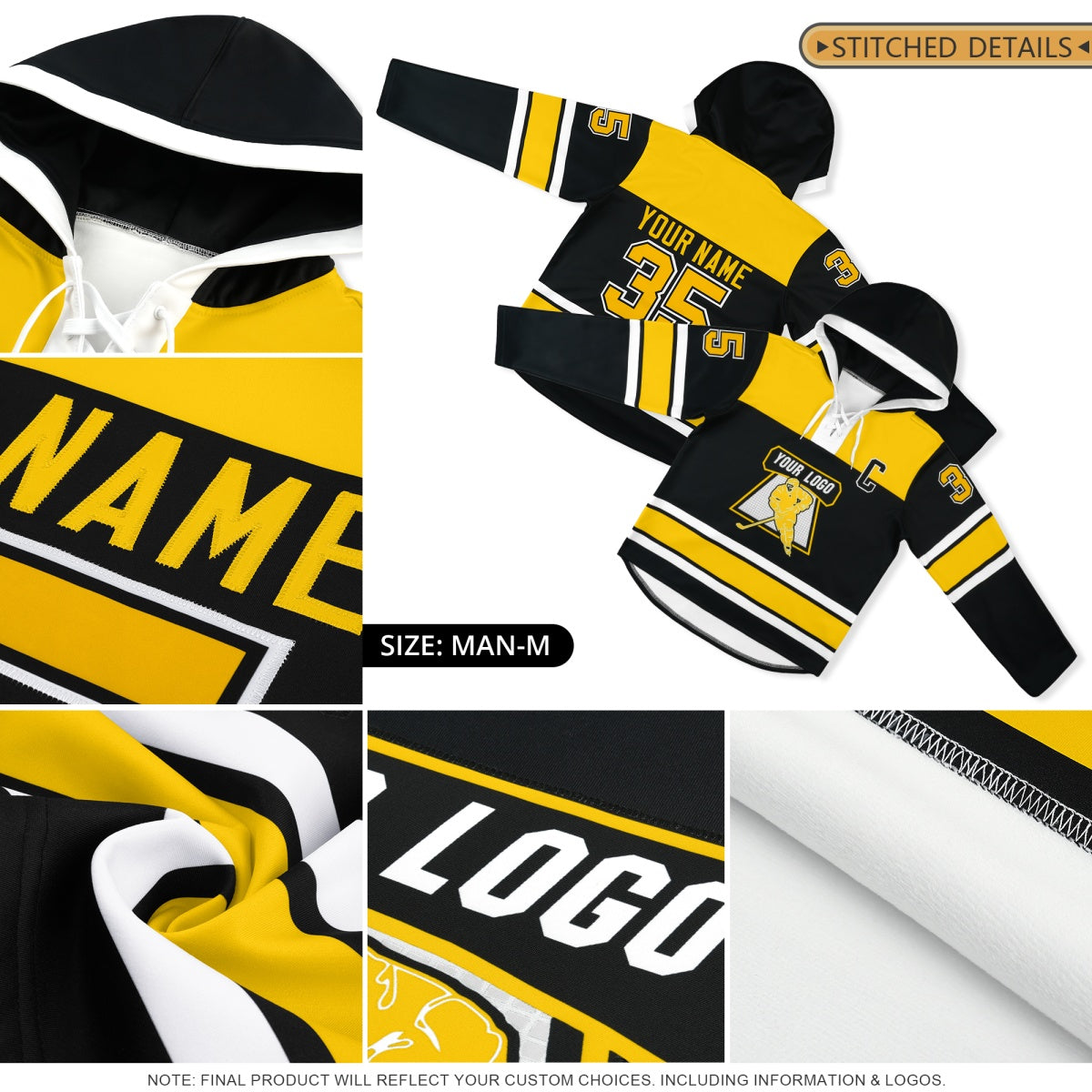 Custom Hockey Hoodie Jersey White Aqua Raglan Sleeves Lace-Up Neck Personal Name & Number & Logo