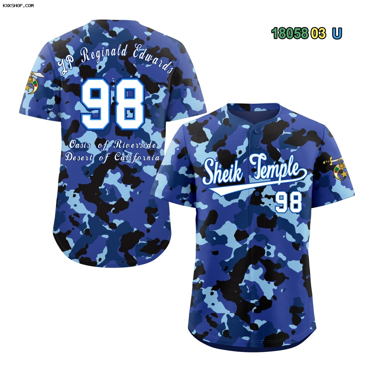 Fans-Made |Custom White Light Blue-Royal  Personalized Camo Design Authentic Baseball Jersey¨C Available for Reorder1