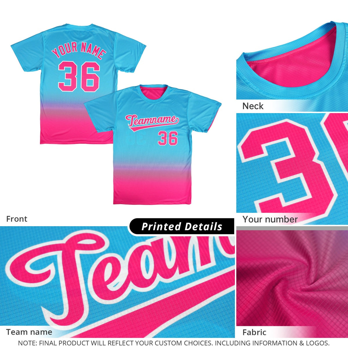 Custom Pink Gold Gradient Fashion Reversible Quick Dry T-shirt| KXKSHOP