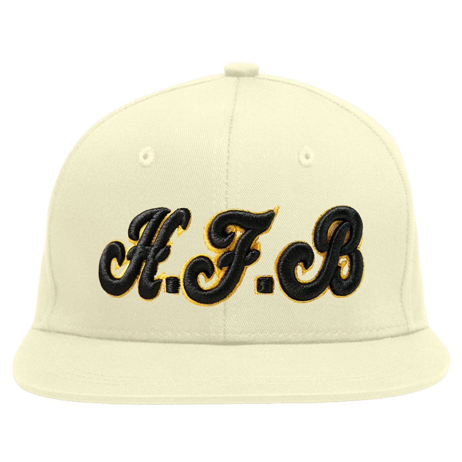 Custom White 3D Puff Embroidery Flat Embroidery Flat Eaves Sport Baseball Cap Design for Men/Women/Youth-cream1