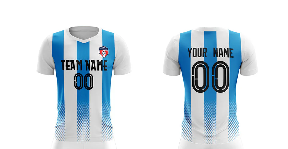 Custom White Blue Training Sport Soccer Tops Jersey