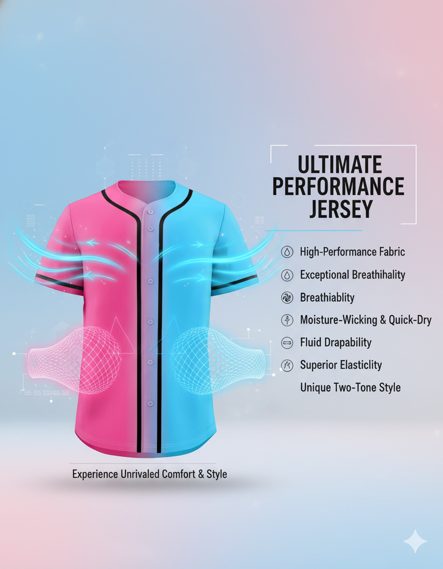 Pink Blue-Black Gradient Fashion Baseball Jersey For Men