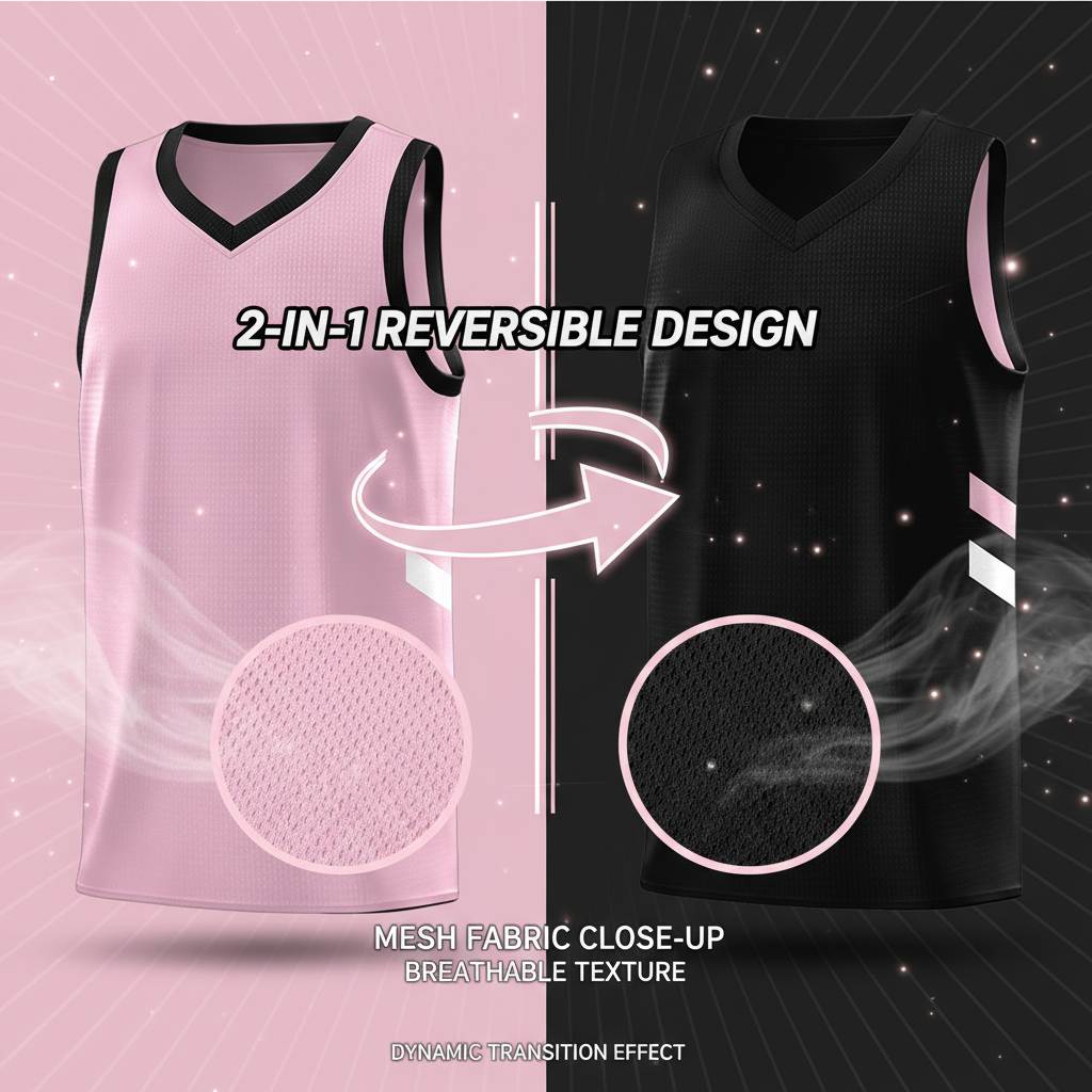 Pink Black Double Side Tops Basketball Jersey For Men