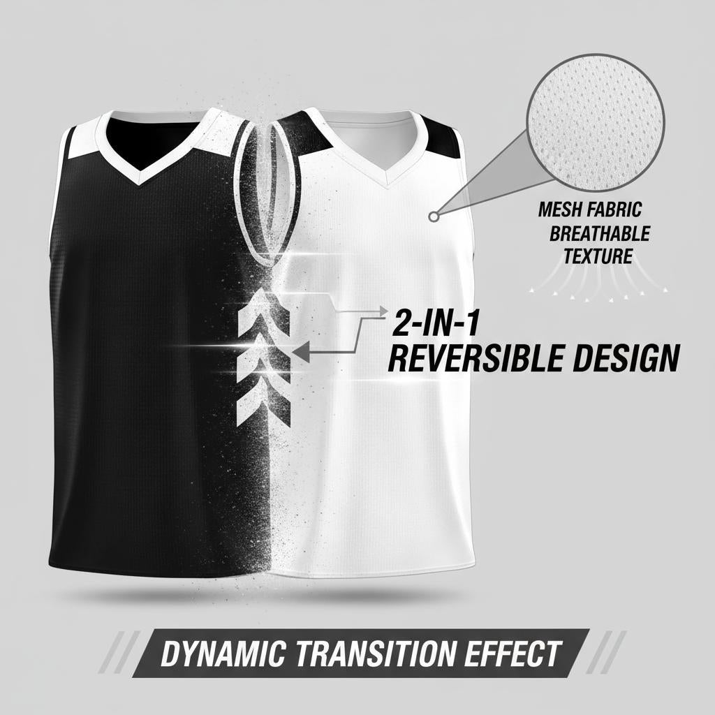 Black White Reversible Tops Basketball Jersey For Men