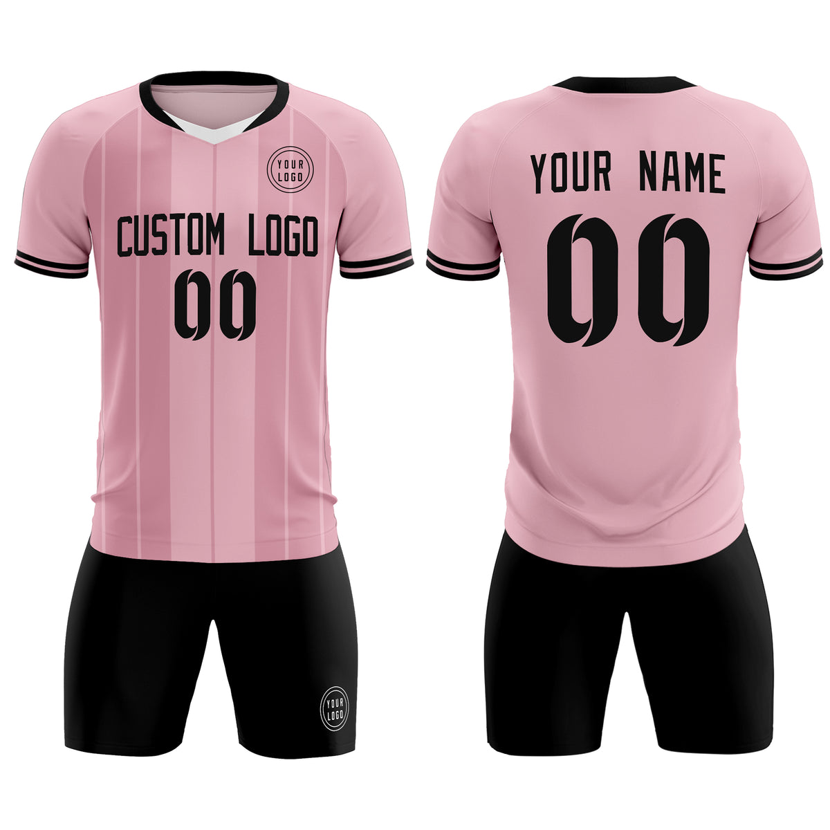 Custom Light Pink Classic Striped Personalized Soccer Tops/Sets Jersey