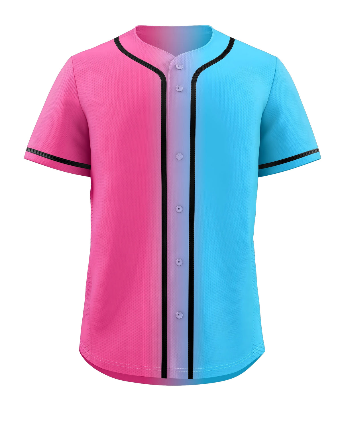Pink Blue-Black Gradient Fashion Baseball Jersey For Men