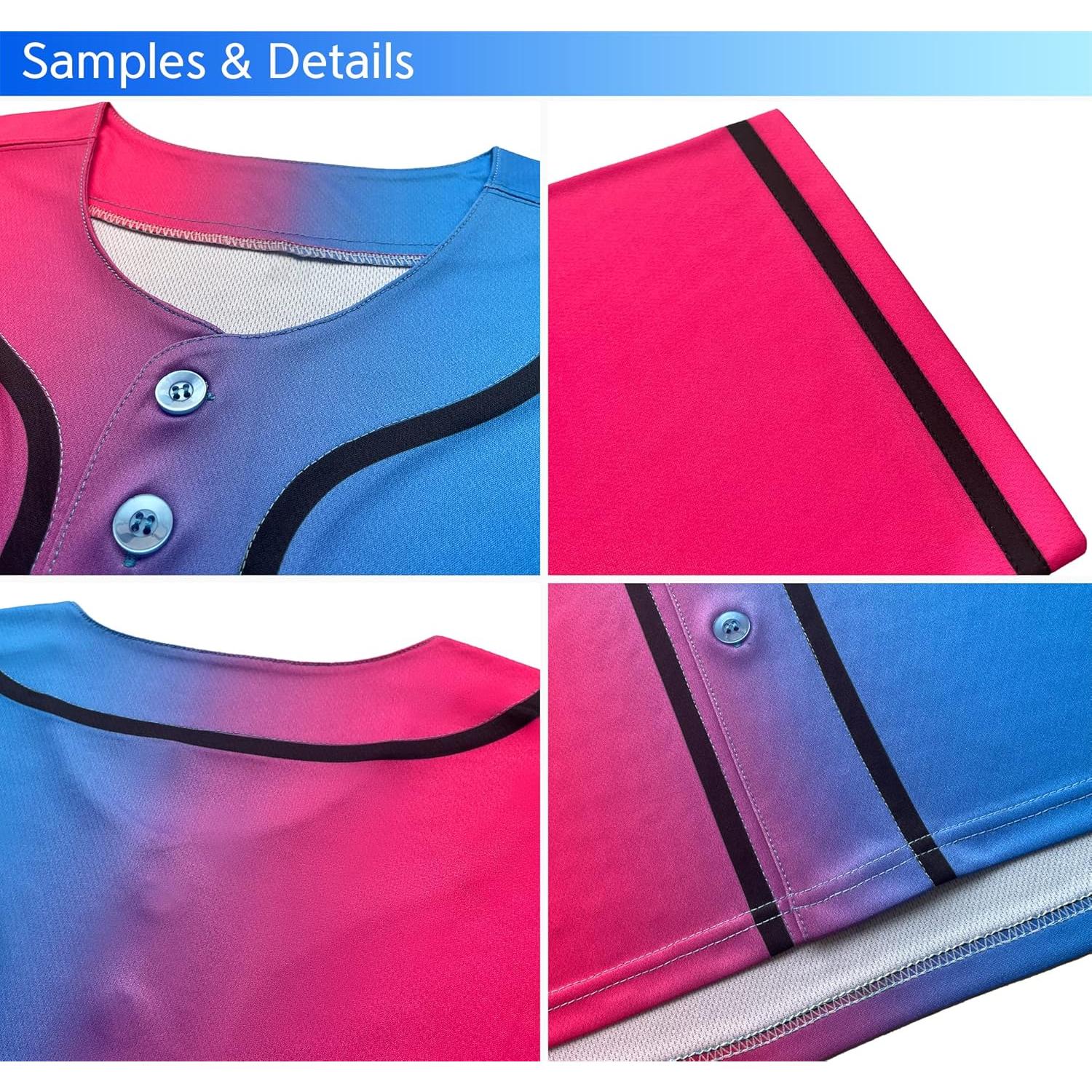 Pink Blue-Black Gradient Fashion Baseball Jersey For Men