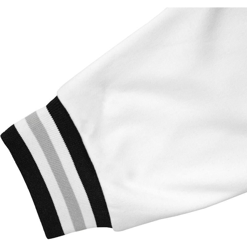 Black White Raglan Sleeves Varsity Full-Snap Letterman Jacket For Men