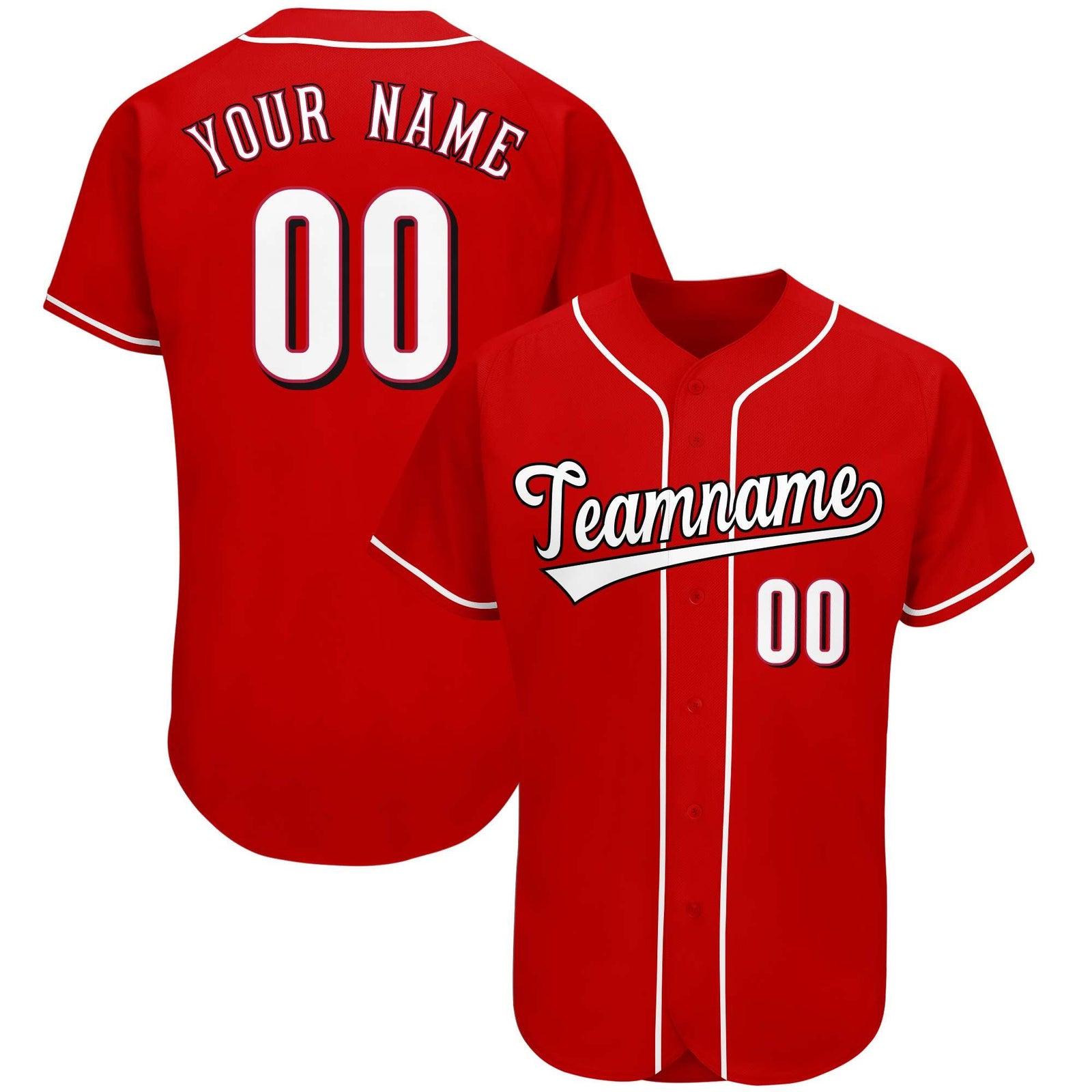 Custom Red Team Classic Style Authentic Baseball Jersey