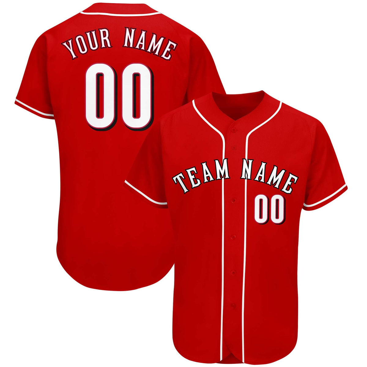 Custom Red Team Classic Style Authentic Baseball Jersey