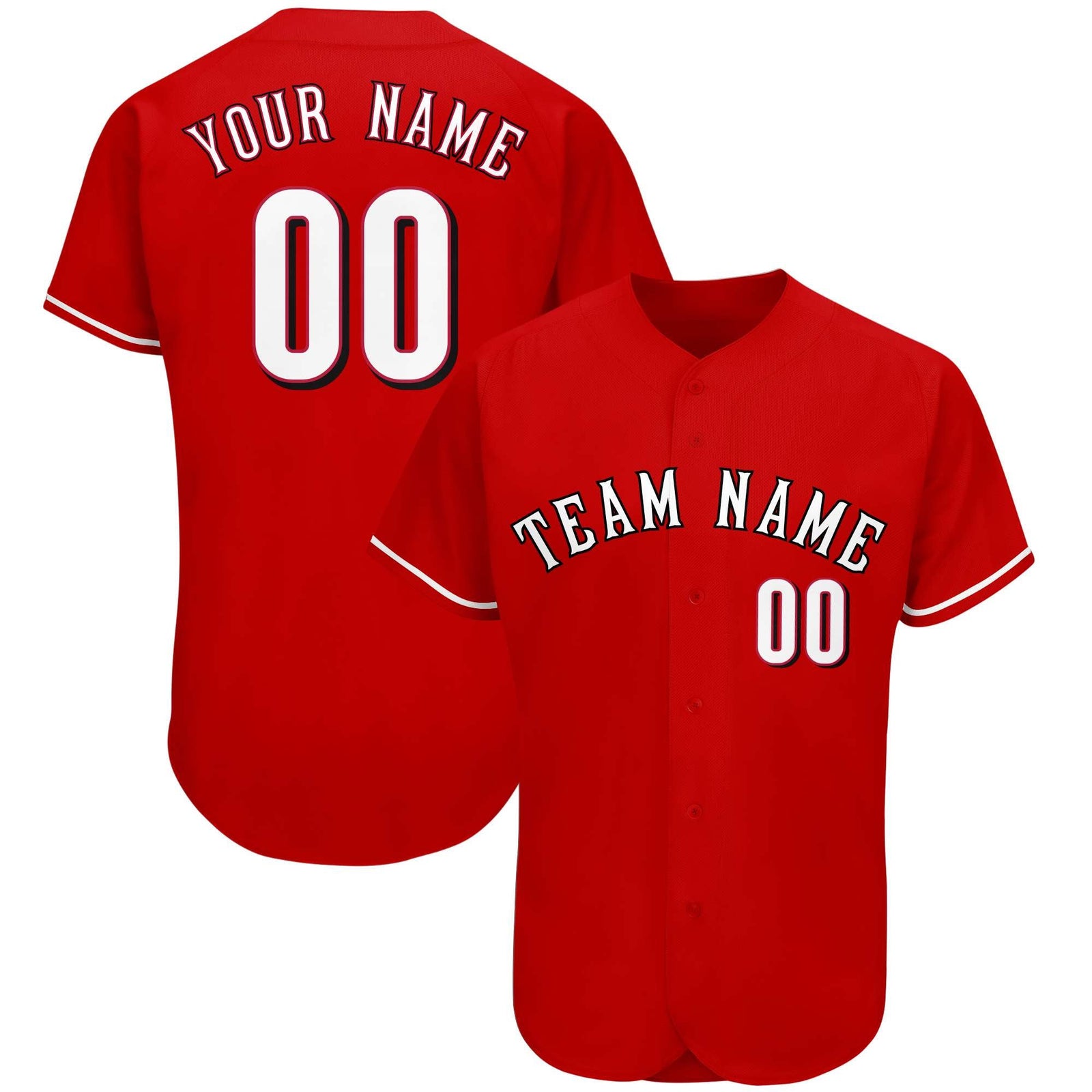 Custom Red Team Classic Style Authentic Baseball Jersey