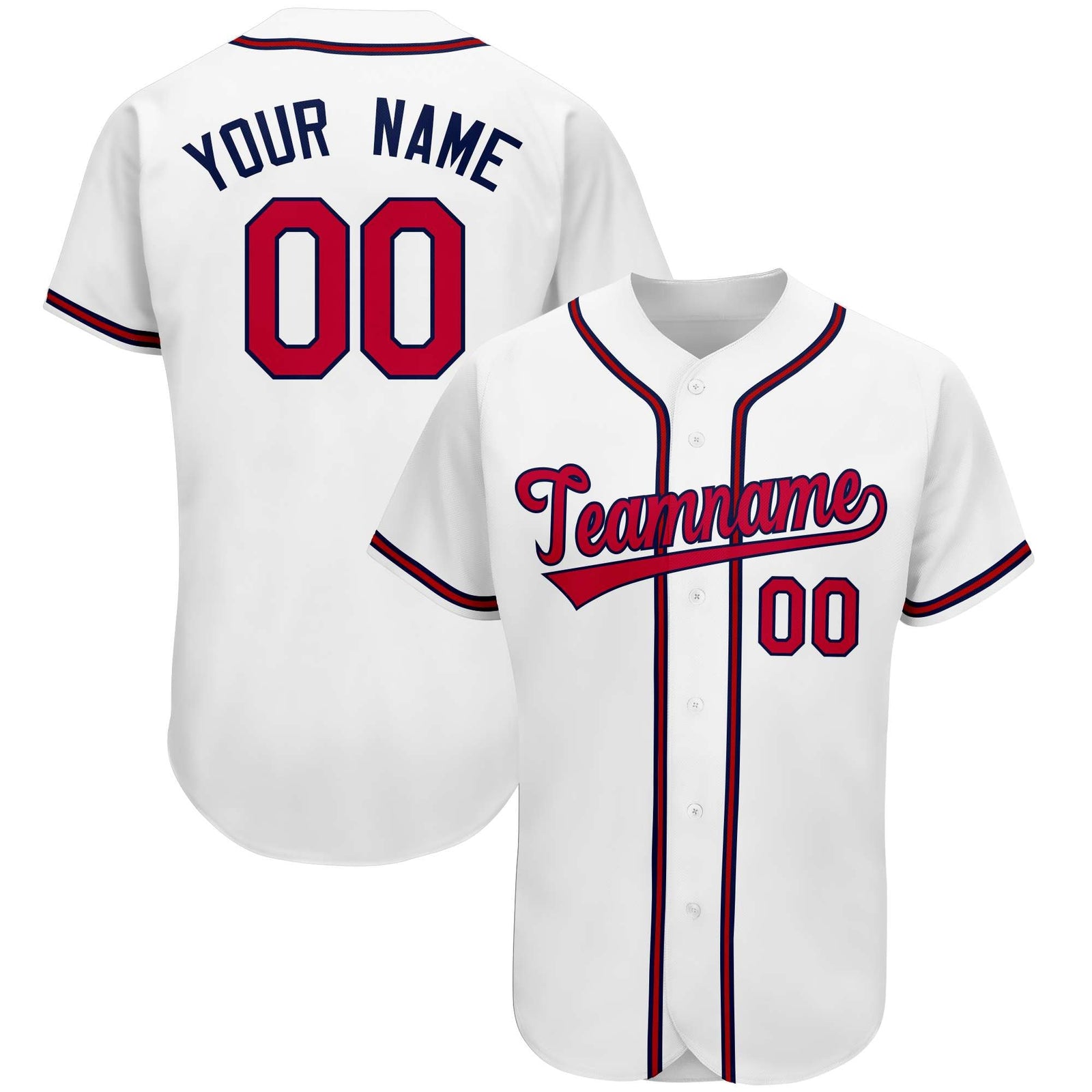 Custom White Team Classic Style Authentic Baseball Jersey