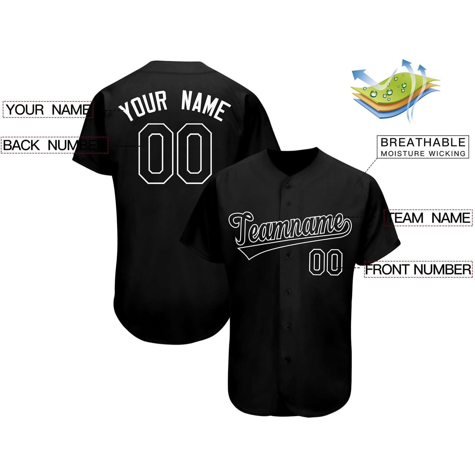 Custom Black Team Classic Style Authentic Baseball Jersey