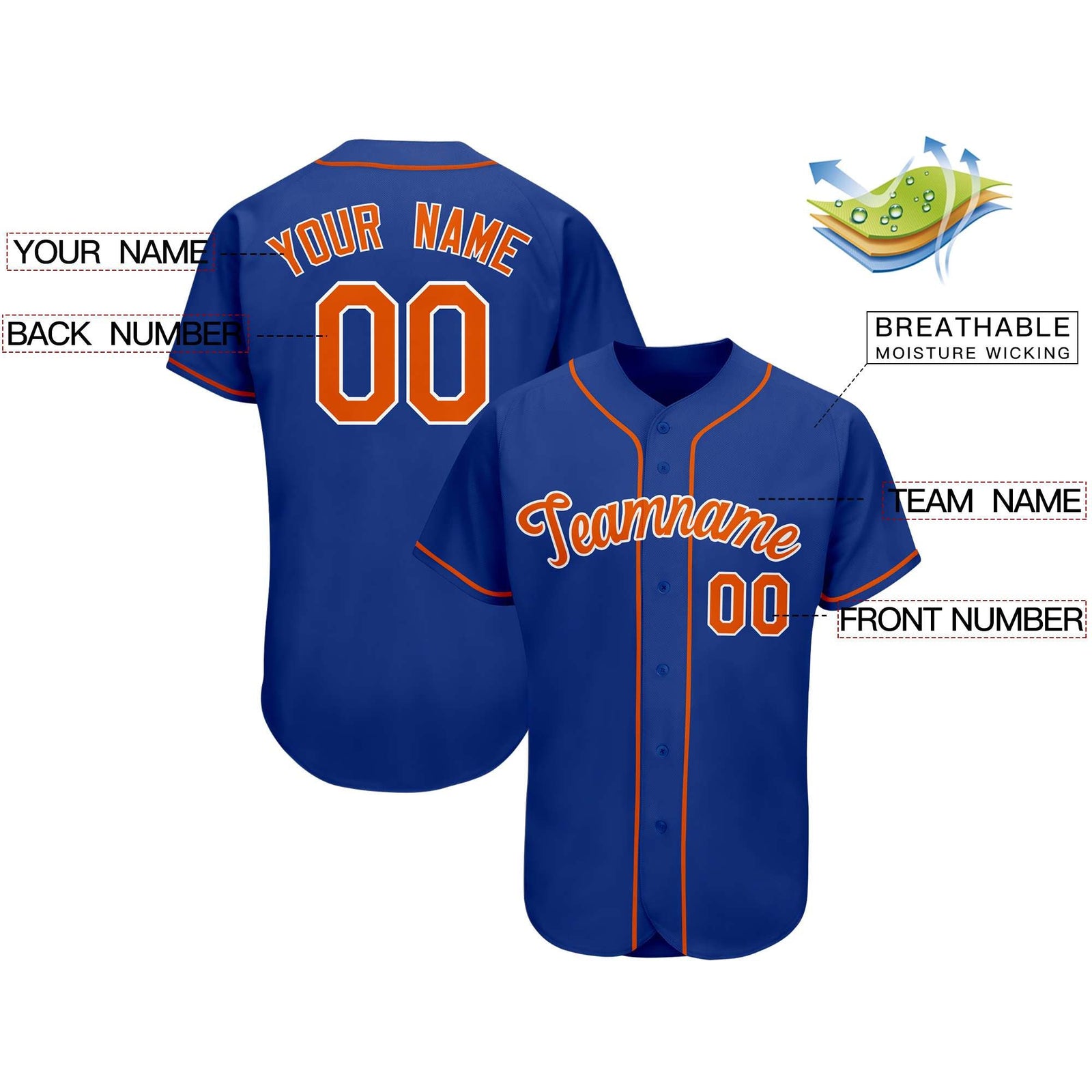 Custom Royal Team Classic Style Authentic Baseball Jersey