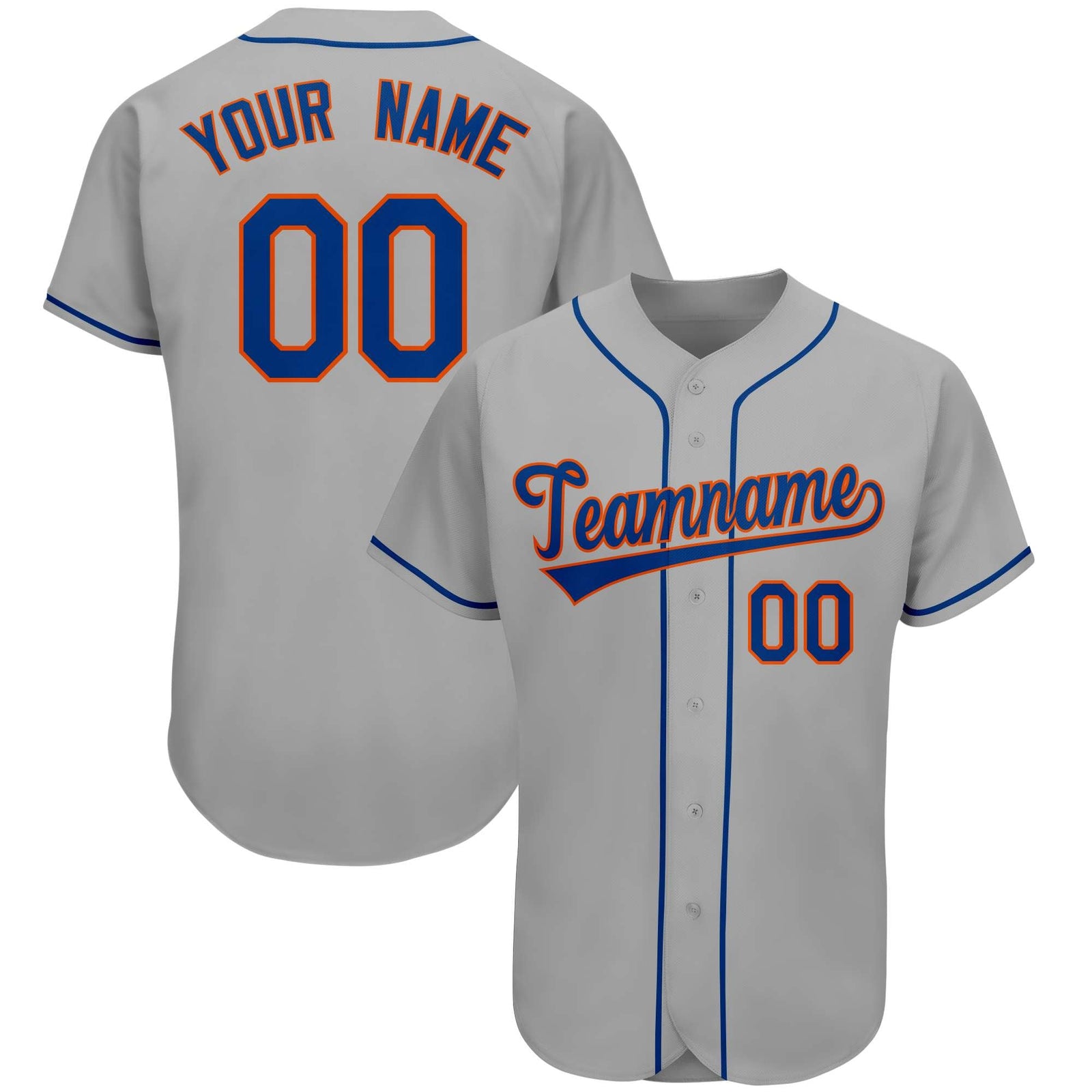 Custom Gray Team Classic Style Authentic Baseball Jersey
