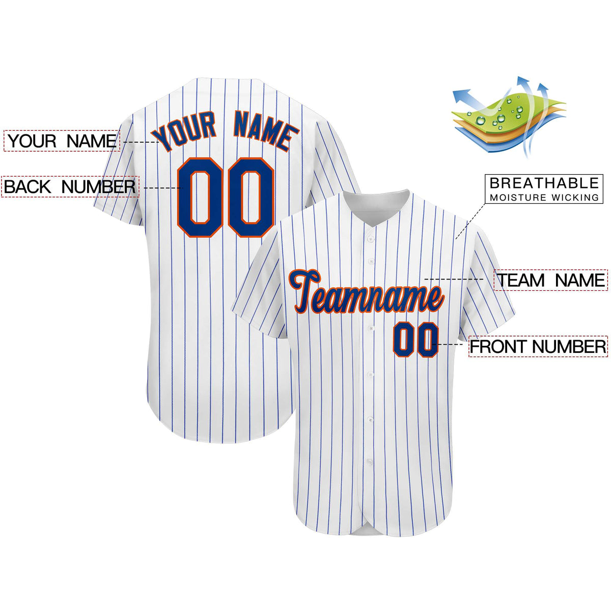 Custom Royal Team Classic Style Authentic Baseball Jersey