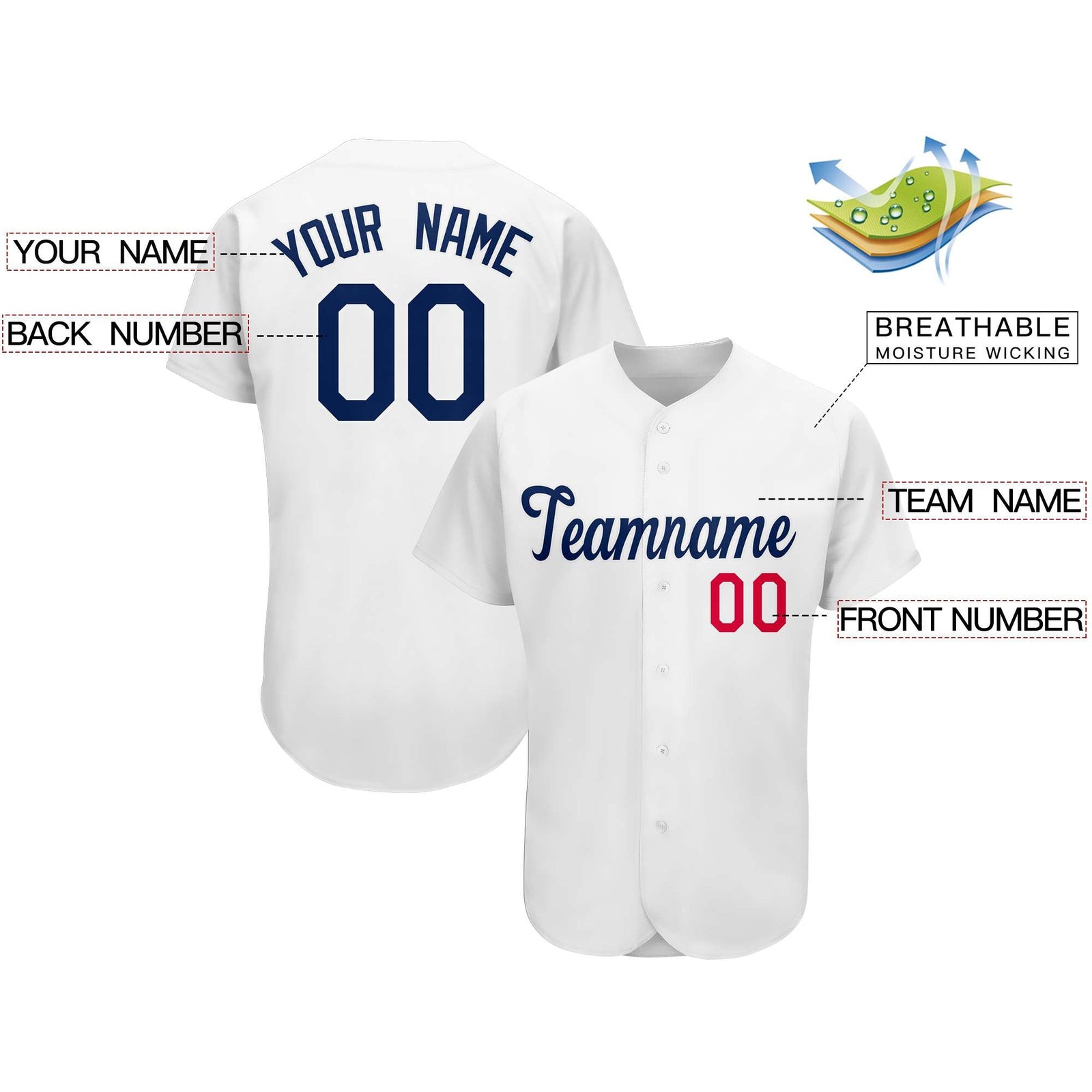 Custom White Team Classic Style Authentic Baseball Jersey