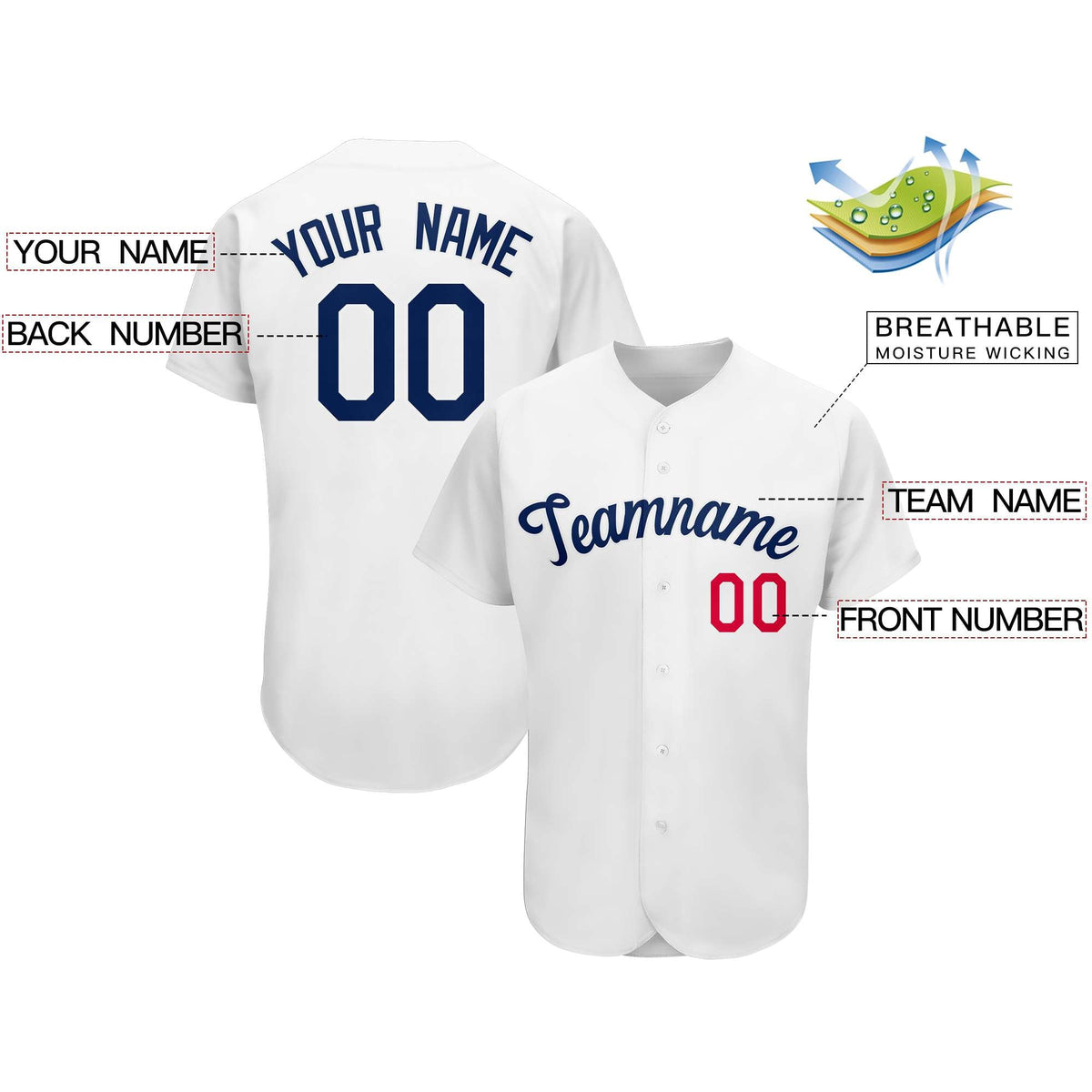 Custom White Team Classic Style Authentic Baseball Jersey