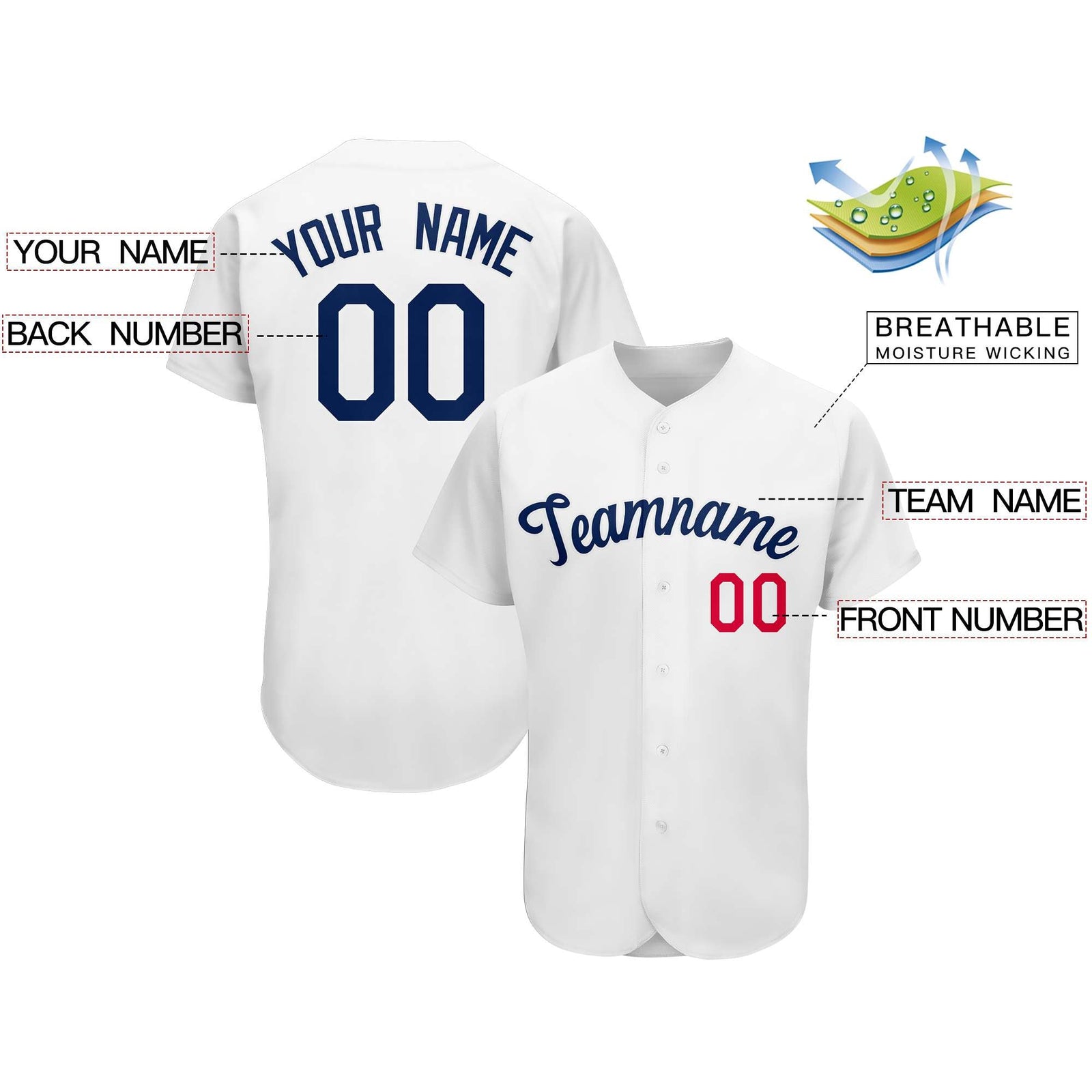 Custom White Team Classic Style Authentic Baseball Jersey