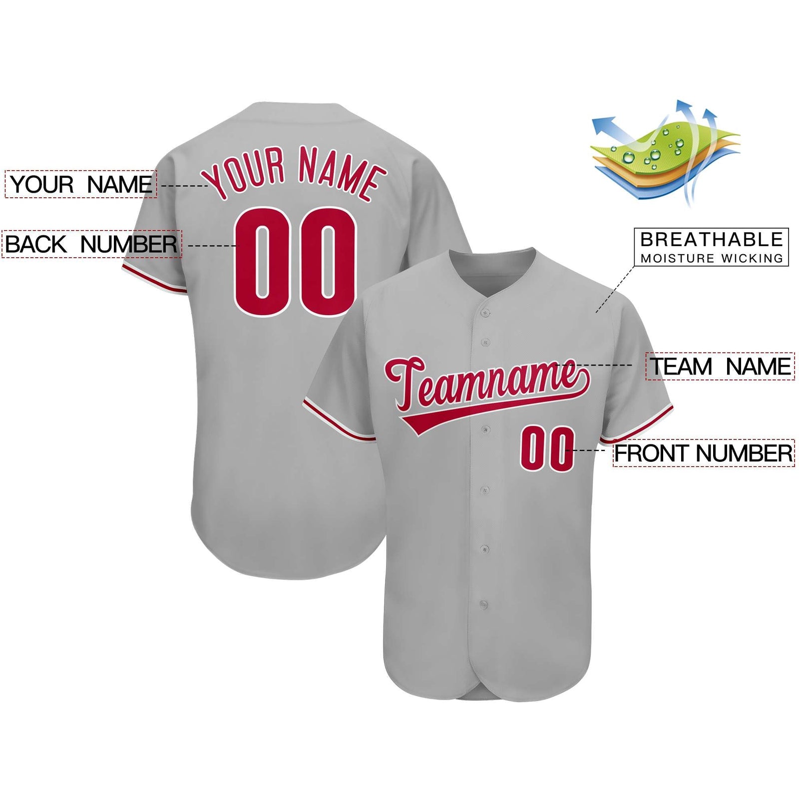 Custom Gray Team Classic Style Authentic Baseball Jersey