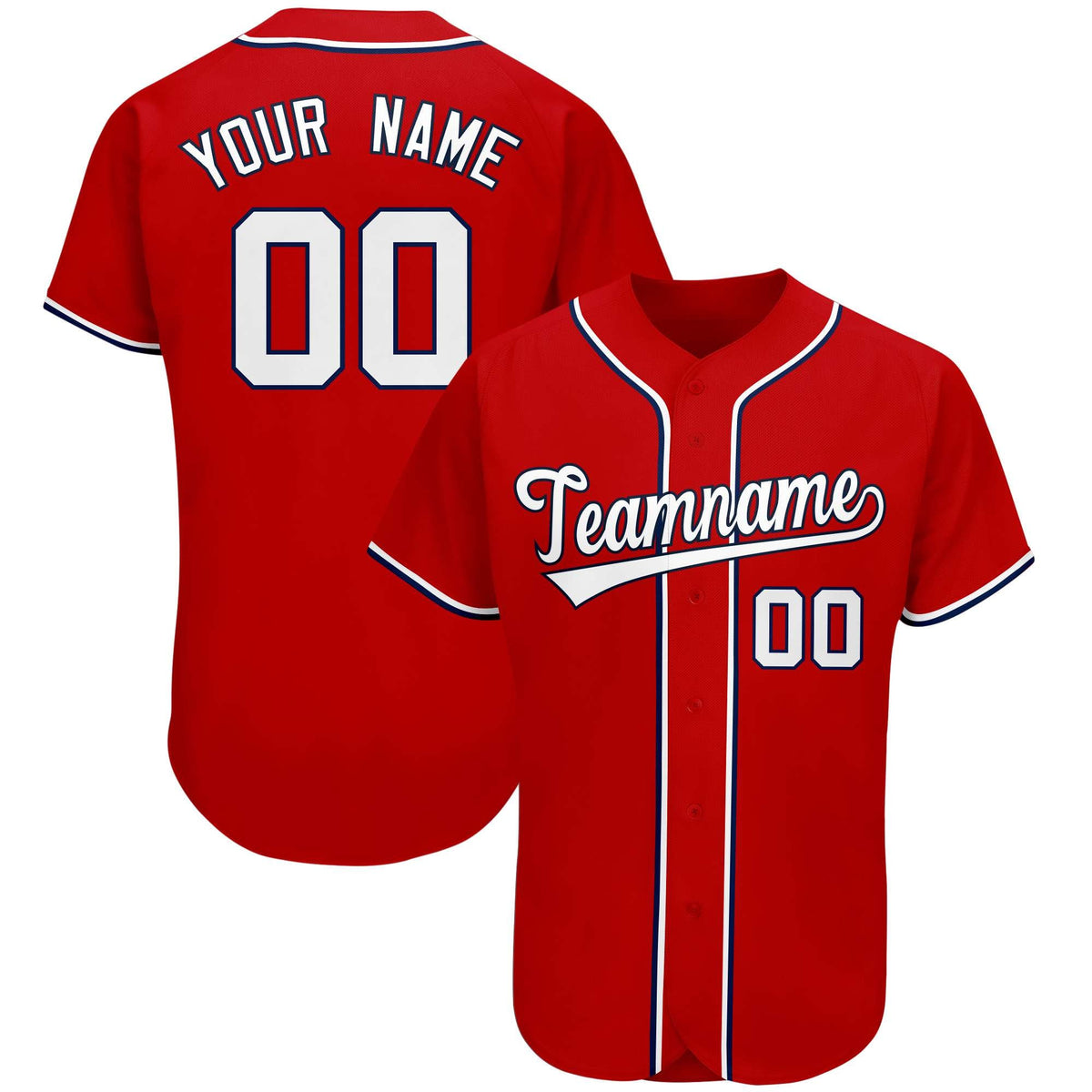 Custom Red Team Classic Style Authentic Baseball Jersey