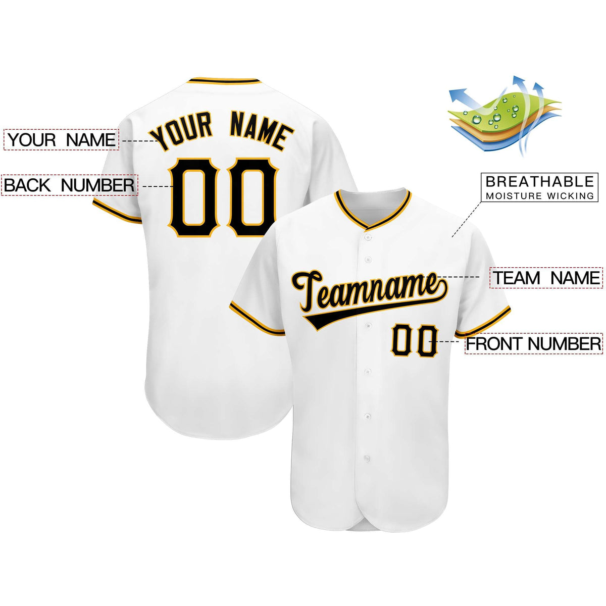 Custom White Team Classic Style Authentic Baseball Jersey