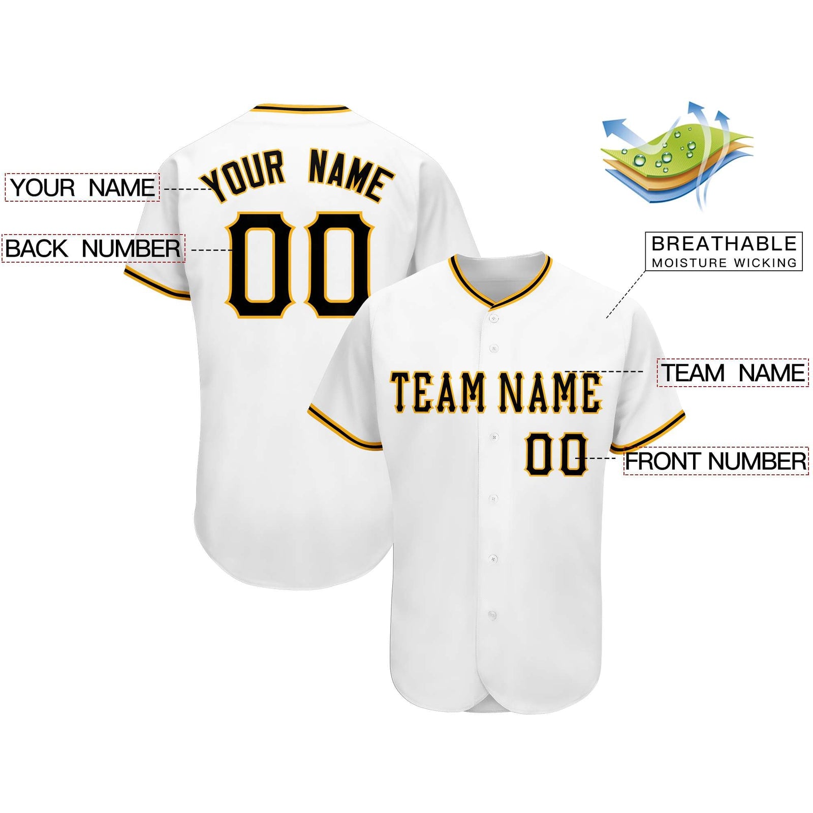 Custom White Team Classic Style Authentic Baseball Jersey