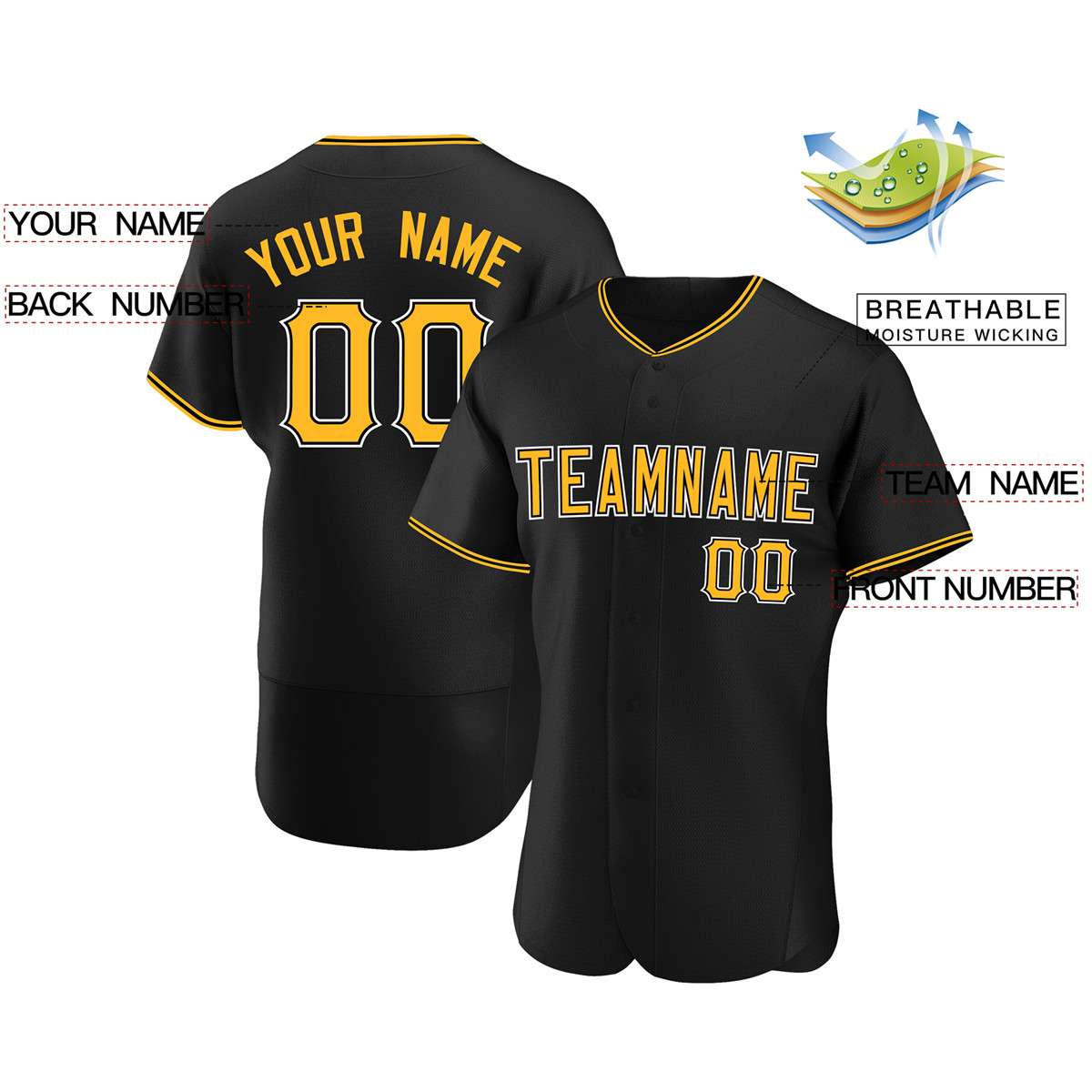 Custom Black Team Classic Style Authentic Baseball Jersey