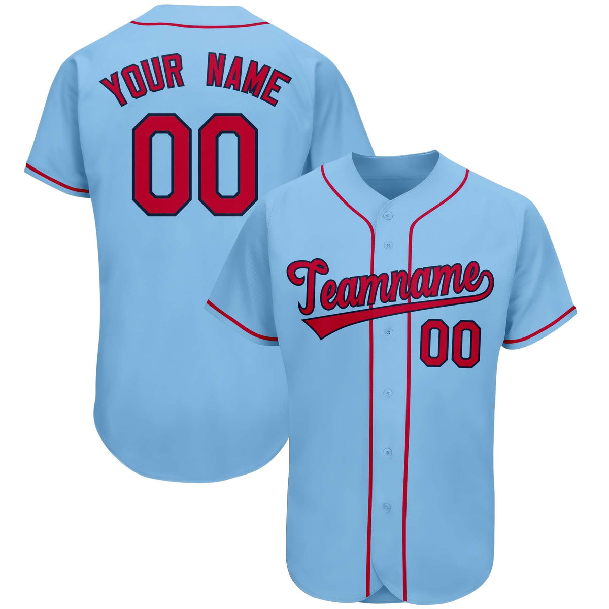 Custom Light Blue Team Classic Style Authentic Baseball Jersey