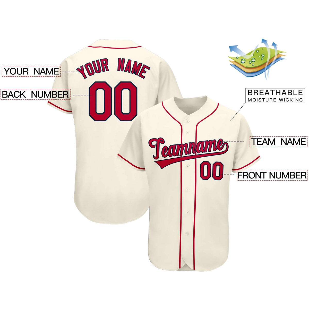 Custom Cream Team Classic Style Authentic Baseball Jersey